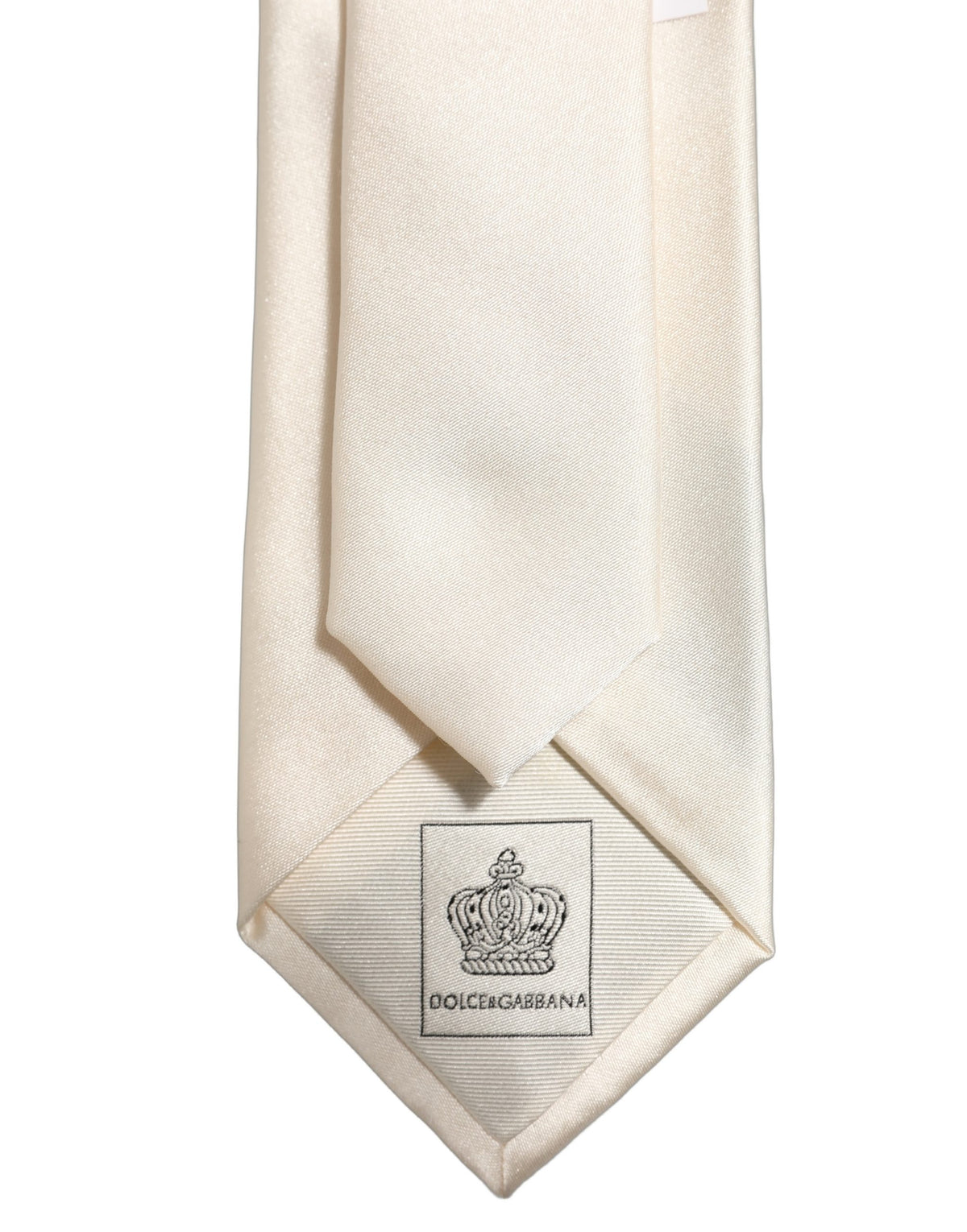 Dolce & Gabbana Cream Satin 100% Silk Adjustable Tied Men Necktie Tie