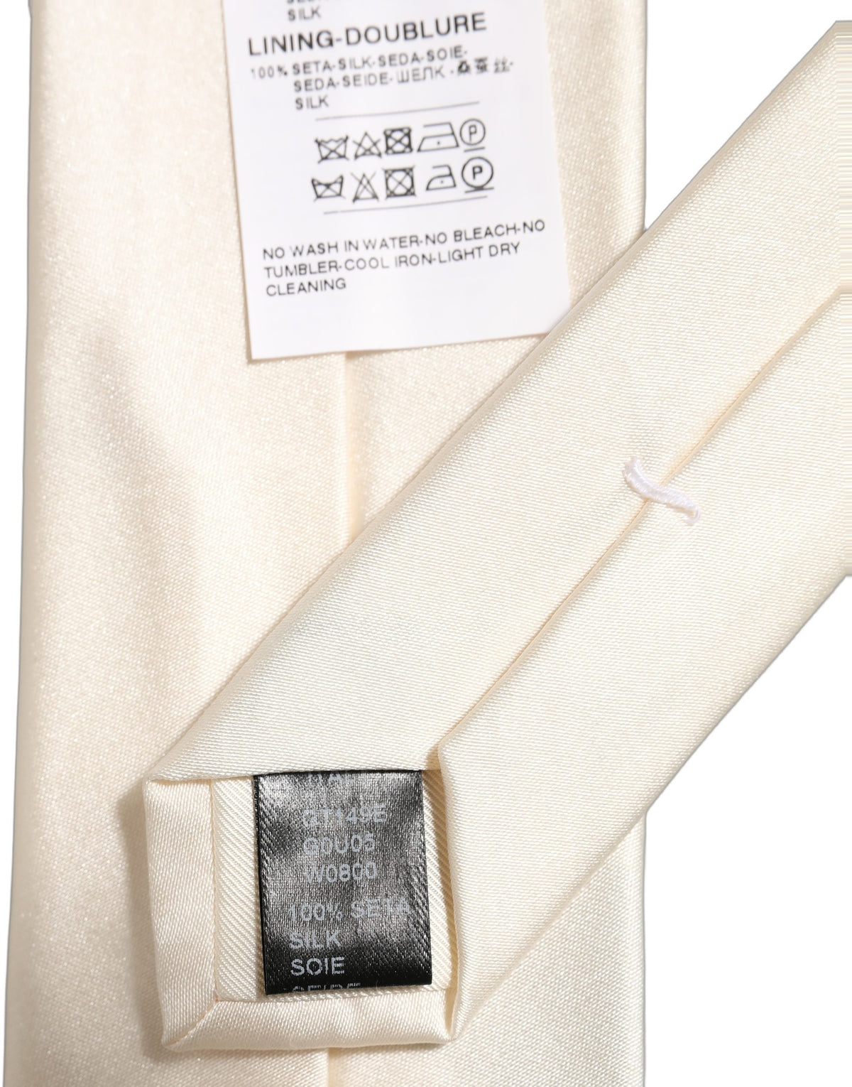 Dolce & Gabbana Cream Satin 100% Silk Adjustable Tied Men Necktie Tie