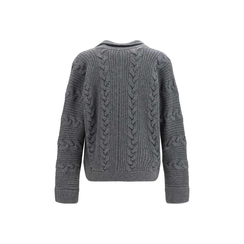 Versace Gray Wool Oves Aries Cardigan