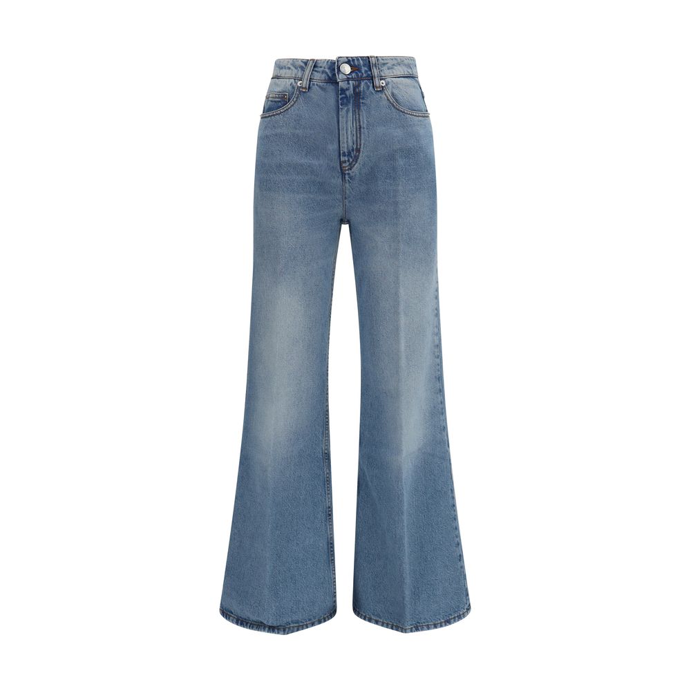 Ami Paris Blue Cotton Flared Jeans