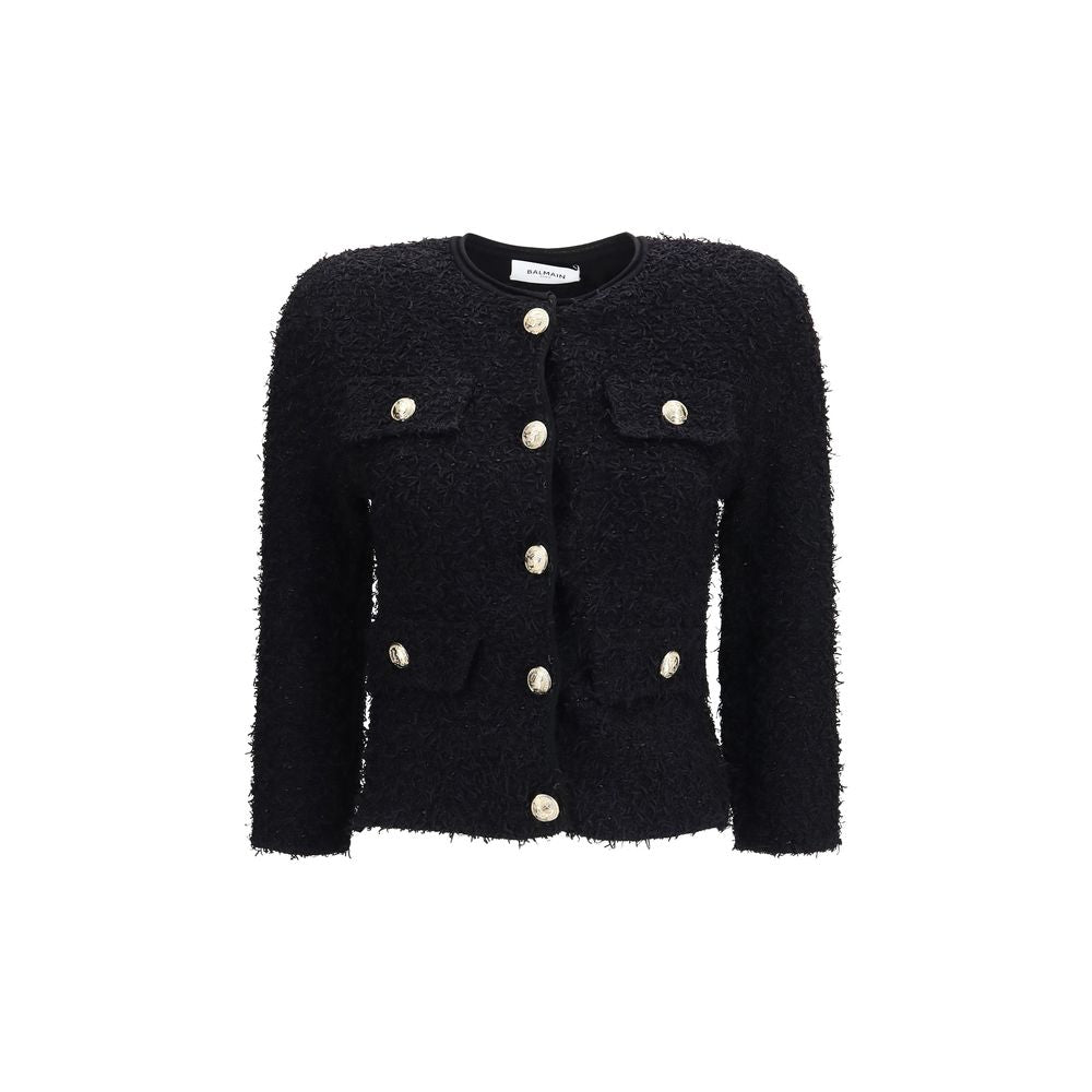 Balmain Black Viscose Shell Jacket