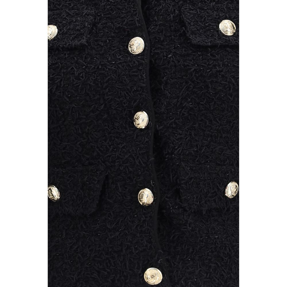 Balmain Black Viscose Shell Jacket