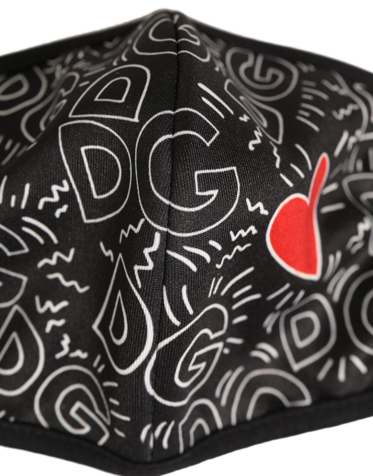 Dolce & Gabbana Black Heart DG Logo Monogram Elastic Ear Strap Face Mask