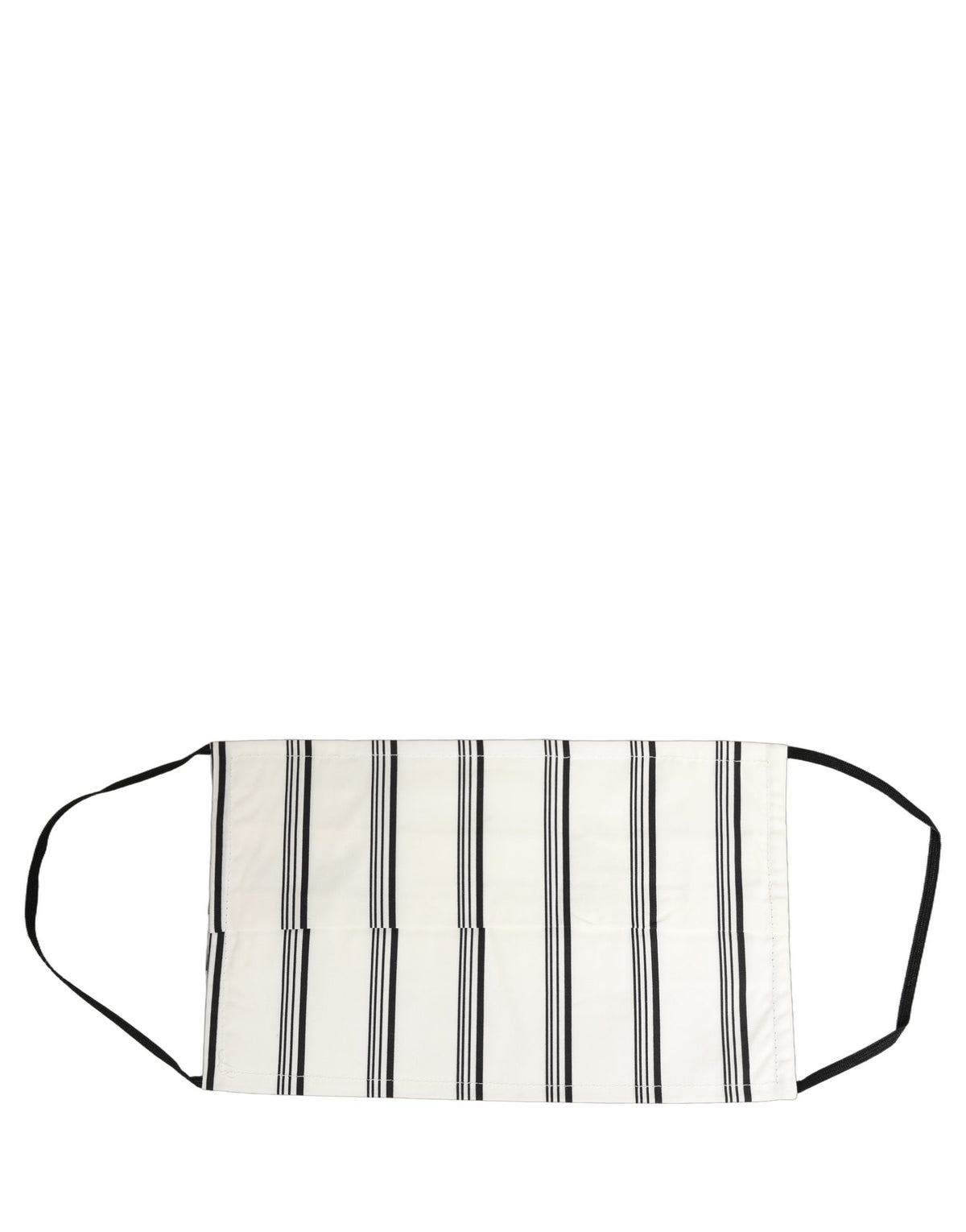 Dolce & Gabbana White Black Pinstripe Pleated Elastic Ear Strap Face Mask
