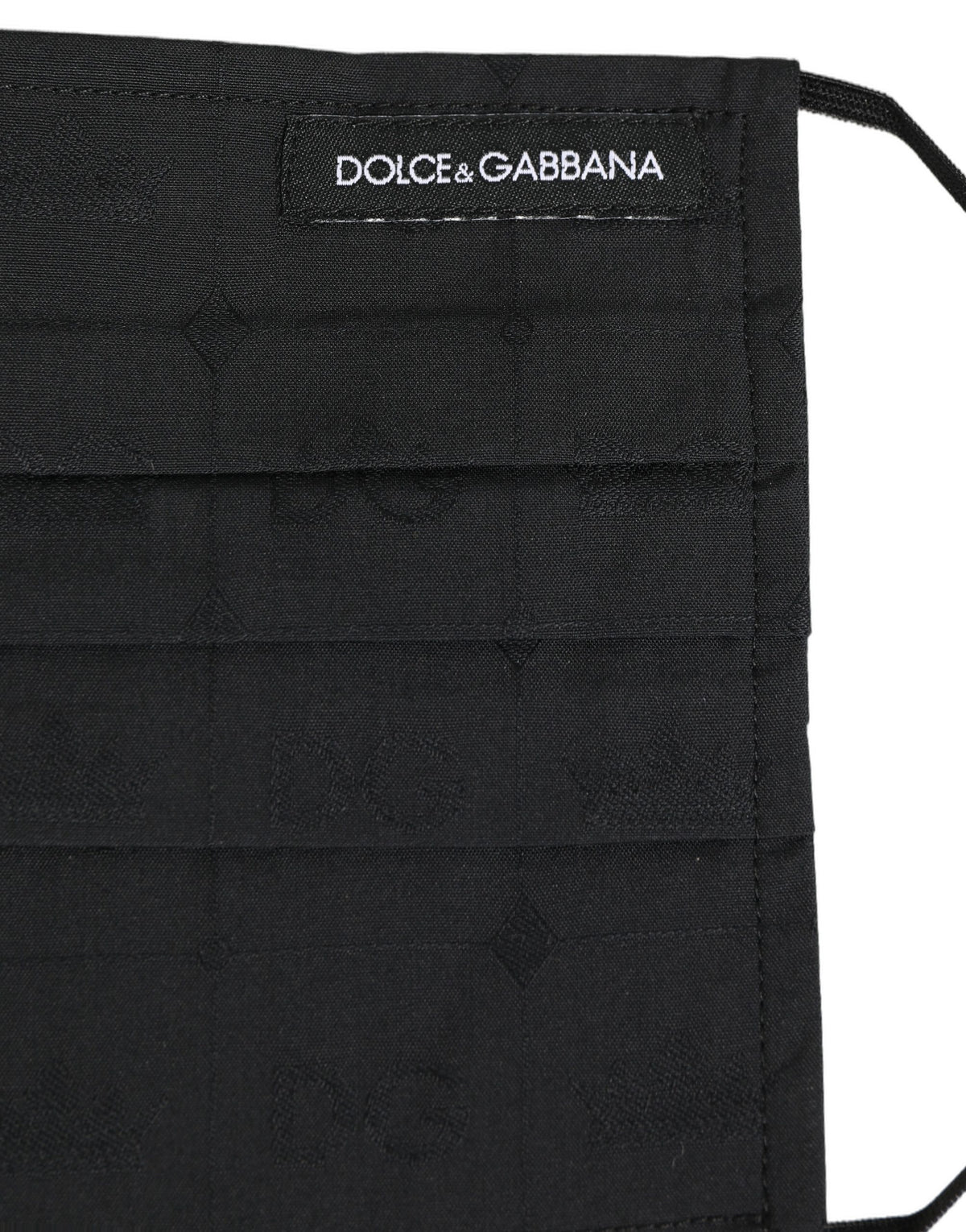 Dolce & Gabbana Black 100% Cotton Pleated Elastic Ear Strap Face Mask