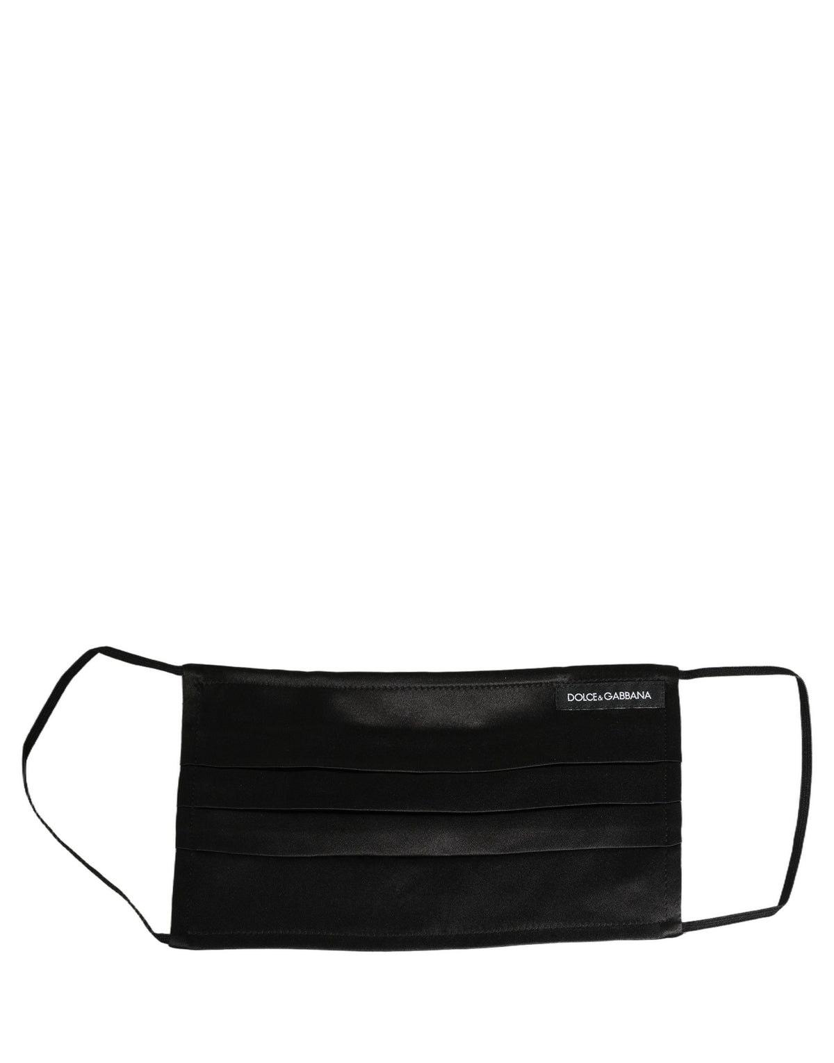 Dolce & Gabbana Black Satin Silk Pleated Elastic Ear Strap Face Mask