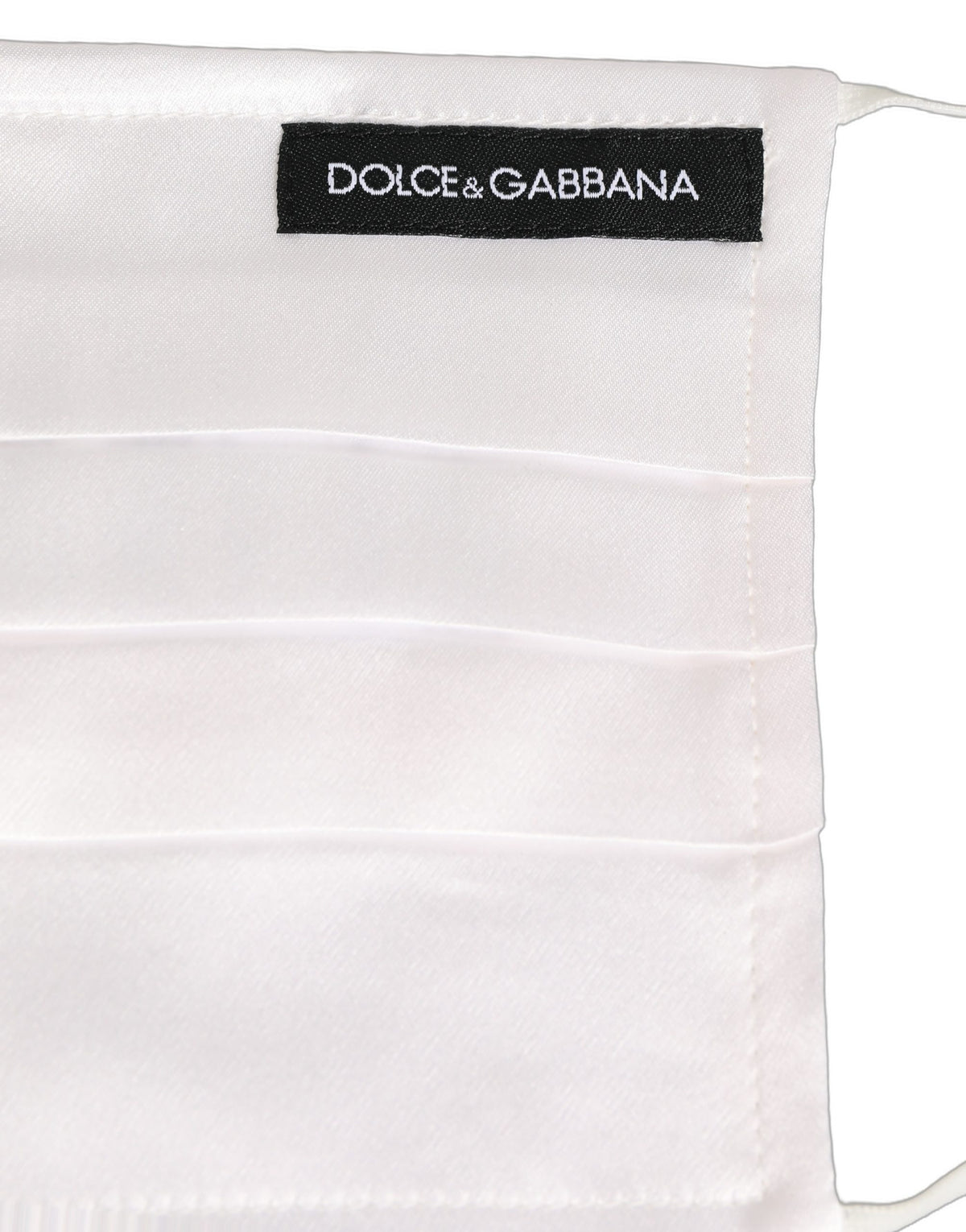 Dolce & Gabbana White Satin Silk Pleated Elastic Ear Strap Face Mask