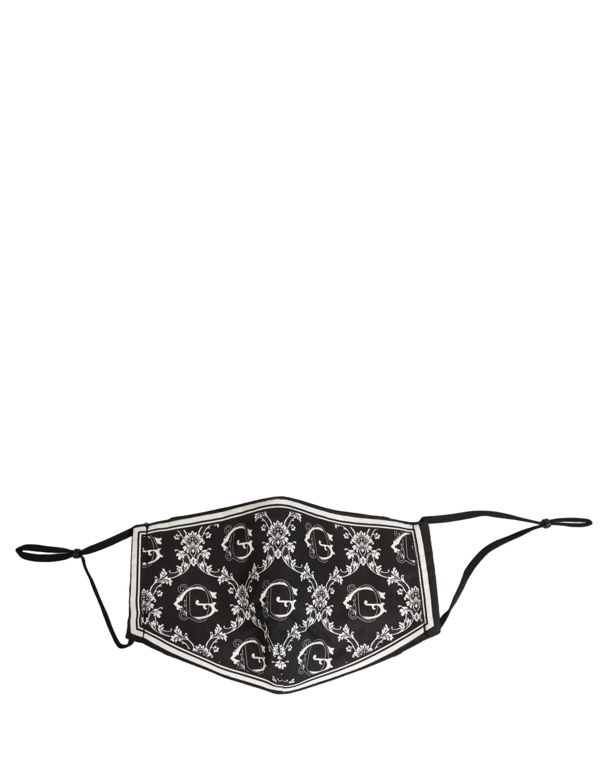 Dolce & Gabbana Black White Logo Baroque Elastic Ear Strap Face Mask