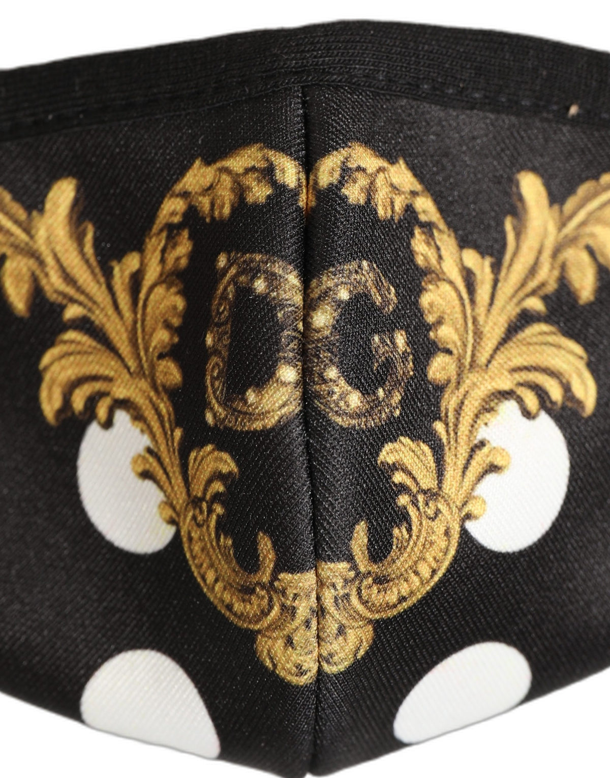 Dolce & Gabbana Black Baroque Print Polka Dot Elastic Ear Strap Face Mask