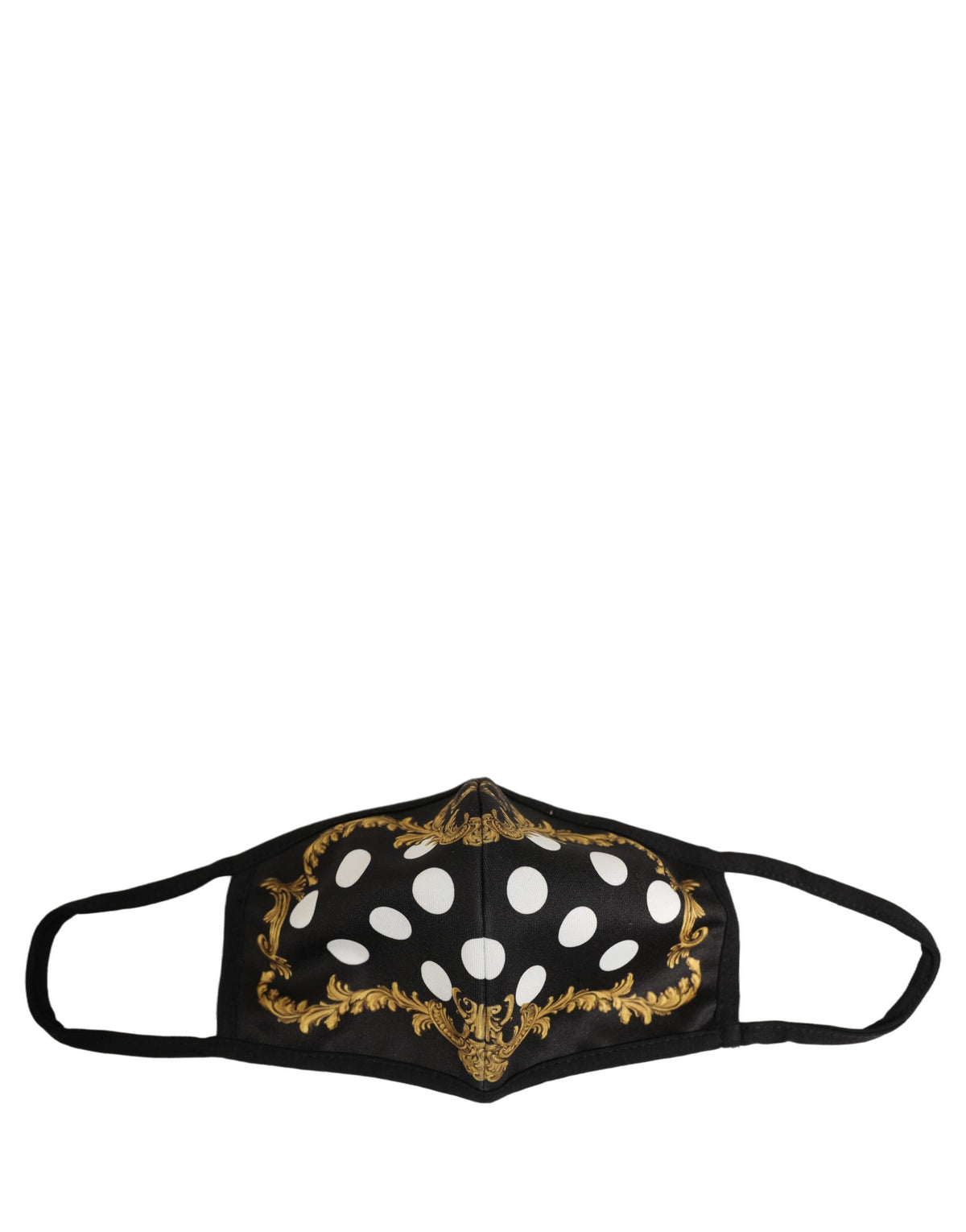 Dolce & Gabbana Black Baroque Print Polka Dot Elastic Ear Strap Face Mask
