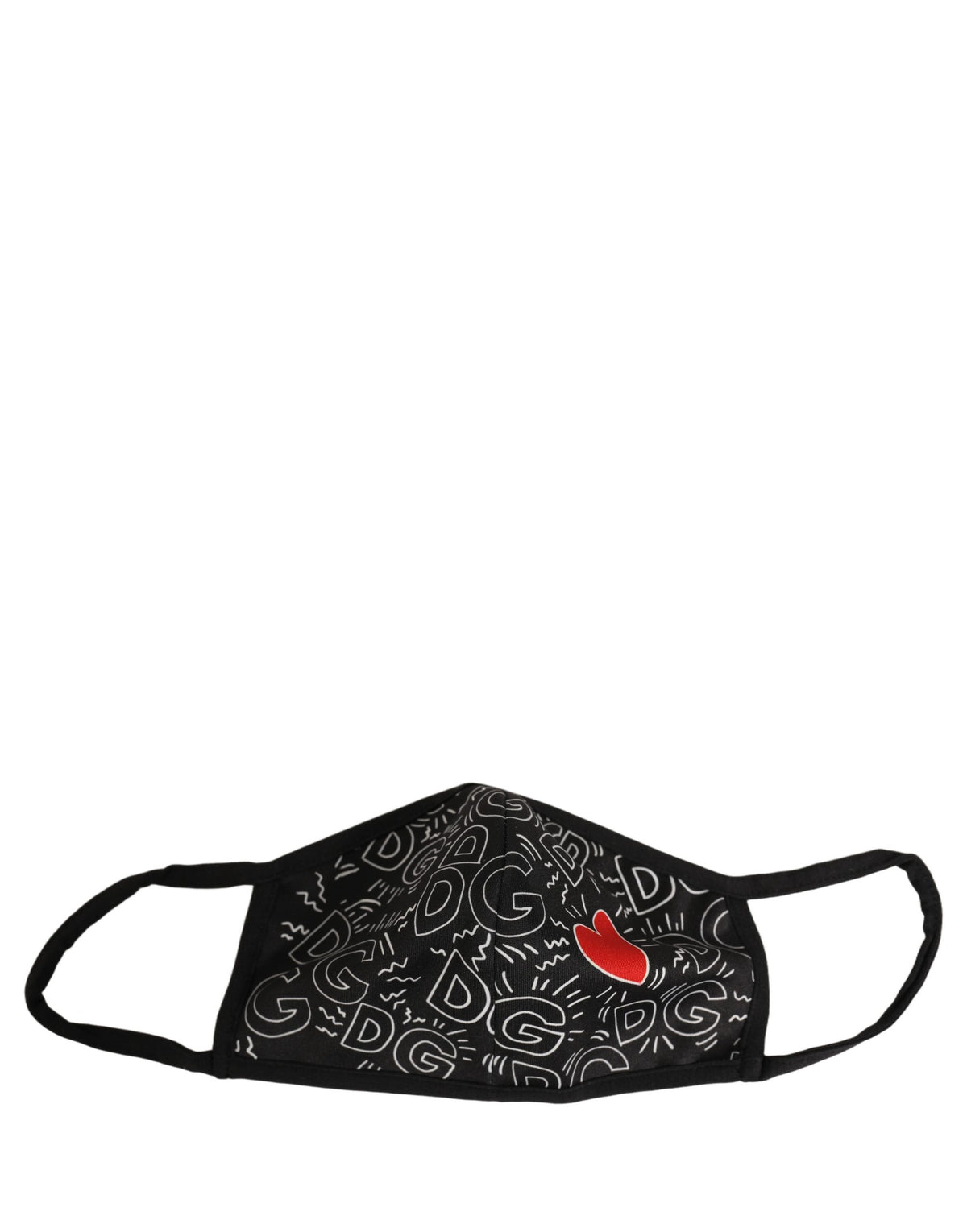 Dolce & Gabbana Black Heart DG Logo Monogram Elastic Ear Strap Face Mask