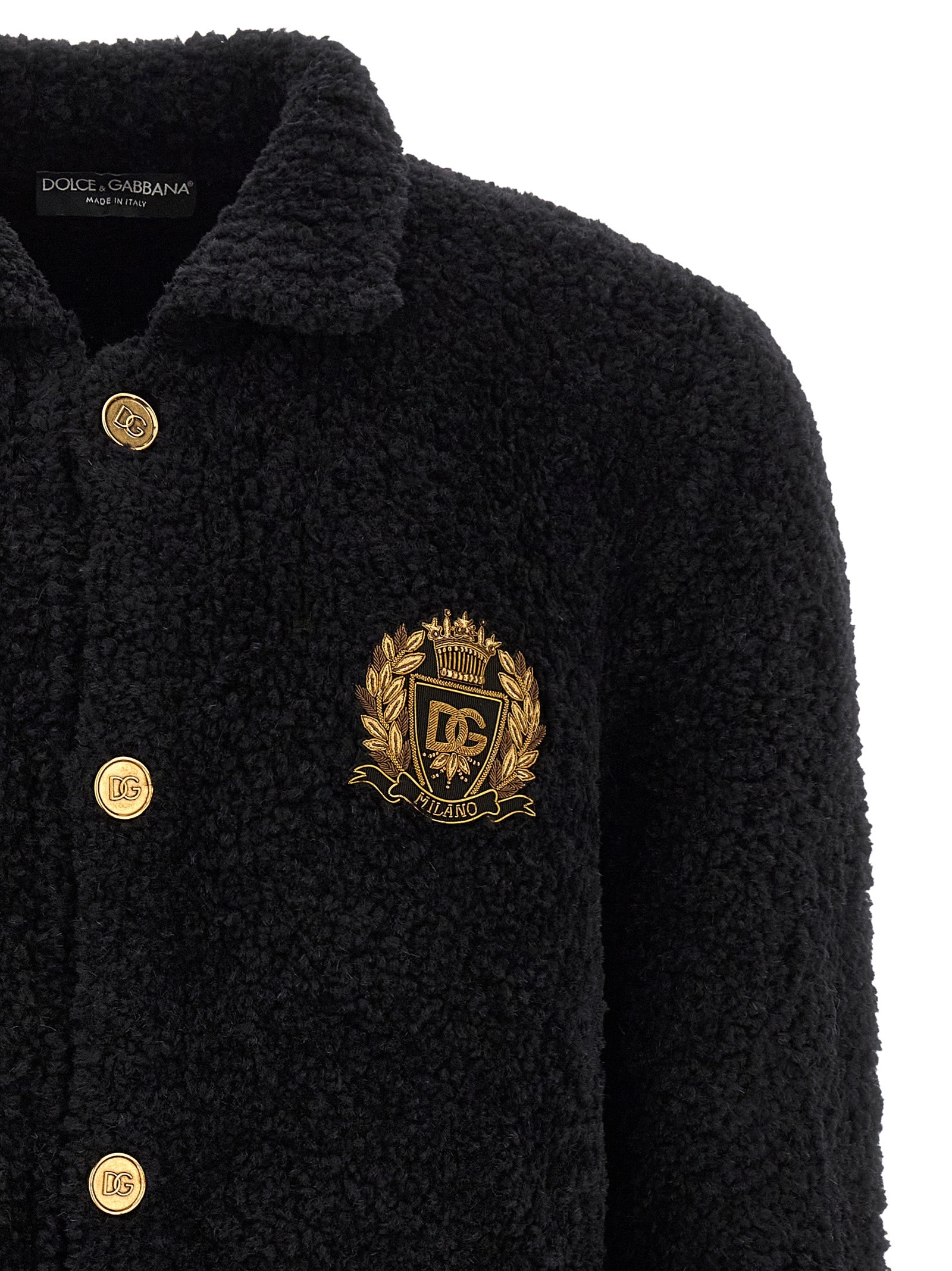 Dolce & Gabbana Black Alpaca Leather Cardigan