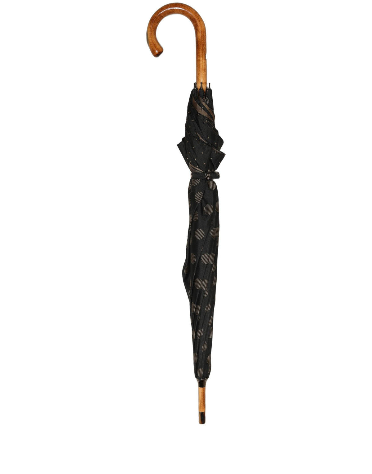 Dolce & Gabbana Black Gold Jacquard Polka Dot Long Handle Umbrella