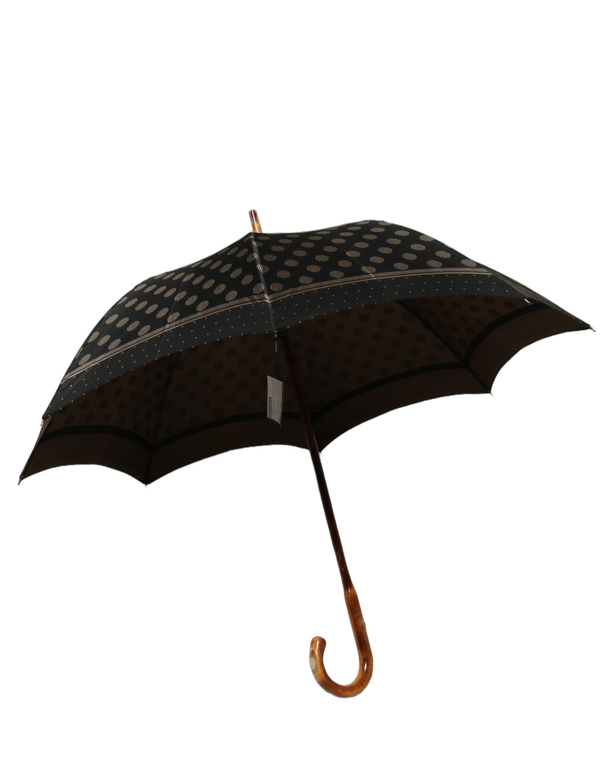 Dolce & Gabbana Black Gold Jacquard Polka Dot Long Handle Umbrella