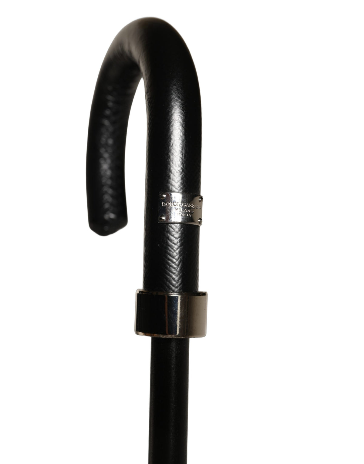 Dolce & Gabbana Black White Gingham Check Cotton Long Handle Umbrella
