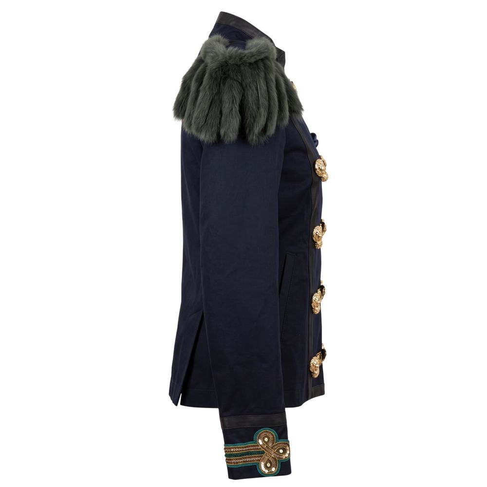 Mr&Mrs Italy Blue Cotton Women's Jacket