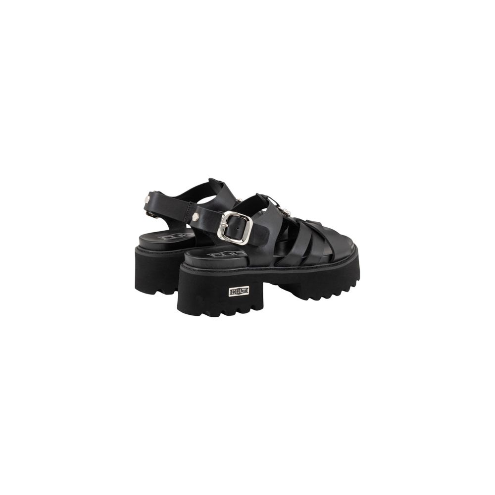 Cult Black Leather Platform Sandals