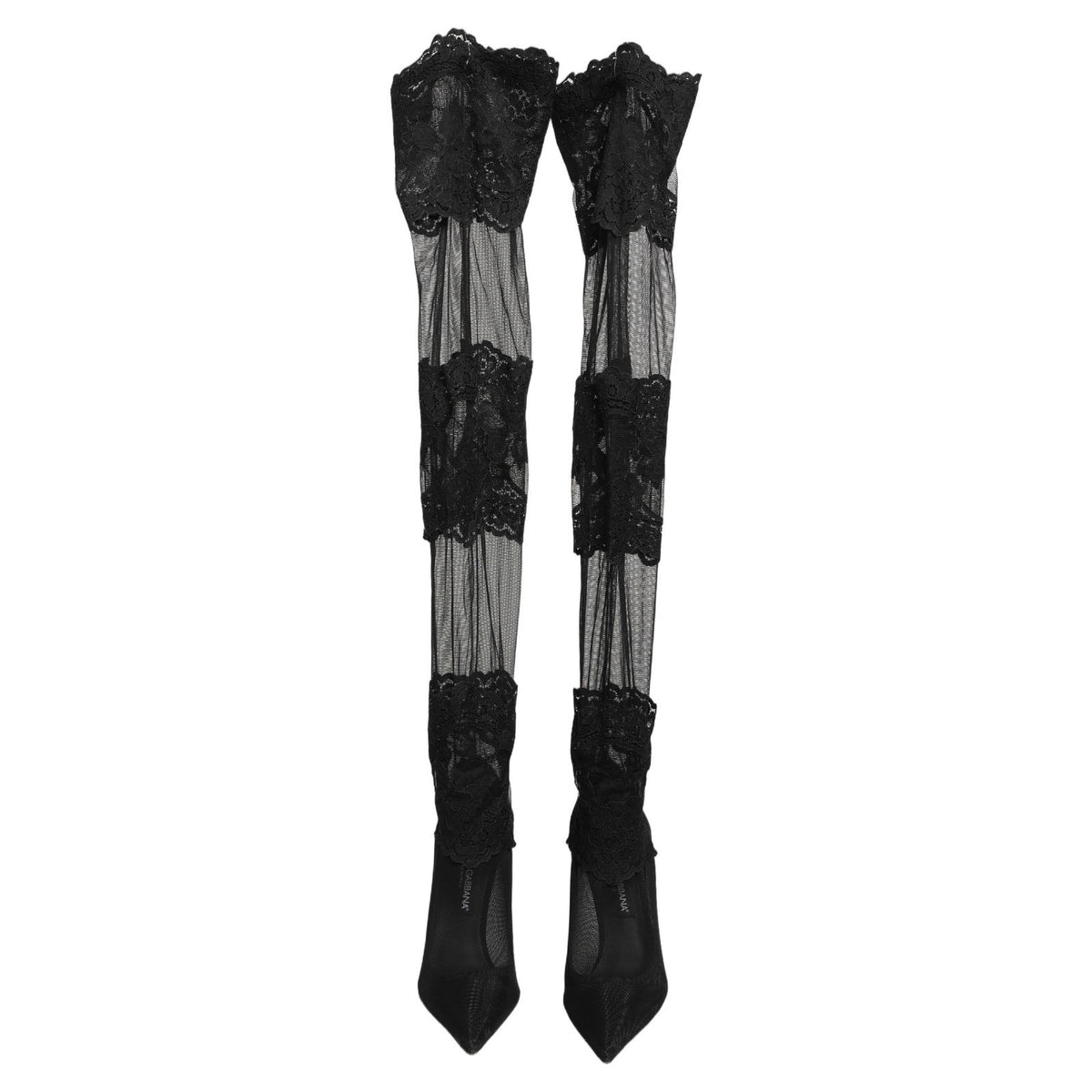 Dolce & Gabbana Black Over The Knee Sock Pumps Boots Shoes