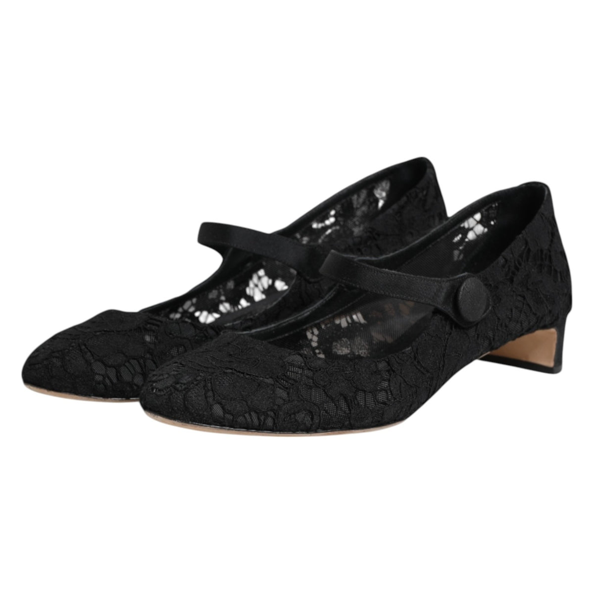 Dolce & Gabbana Black Vally Taormina Floral Lace Pumps Shoes