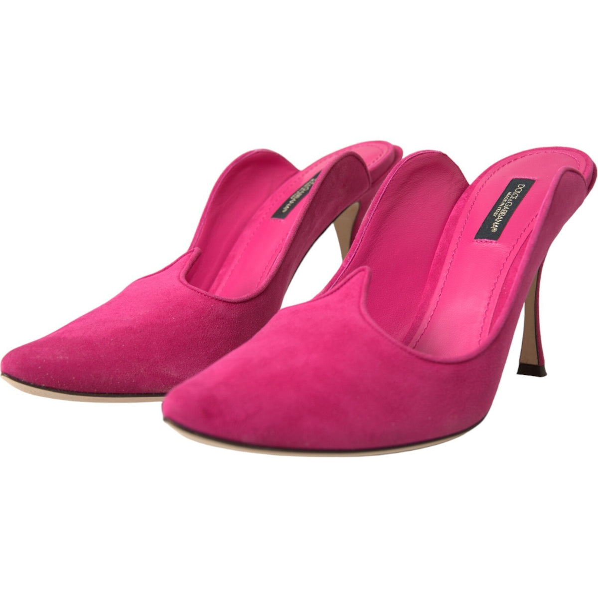 Dolce & Gabbana Fuchsia Suede Leather Mules Sandals Shoes