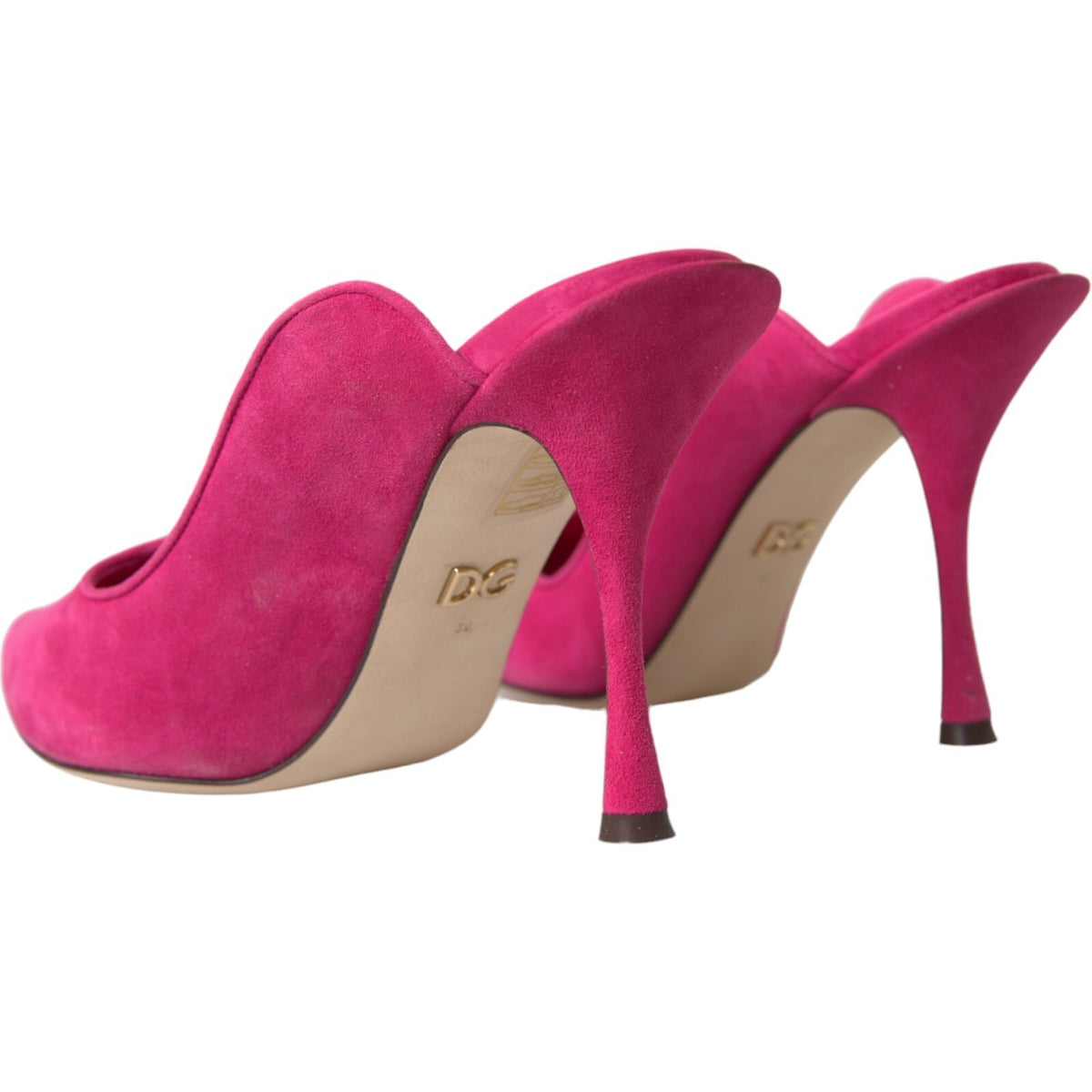 Dolce & Gabbana Fuchsia Suede Leather Mules Sandals Shoes