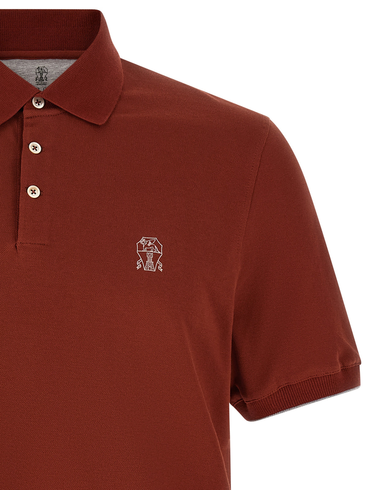 Brunello Cucinelli Red Cotton Polo Shirt
