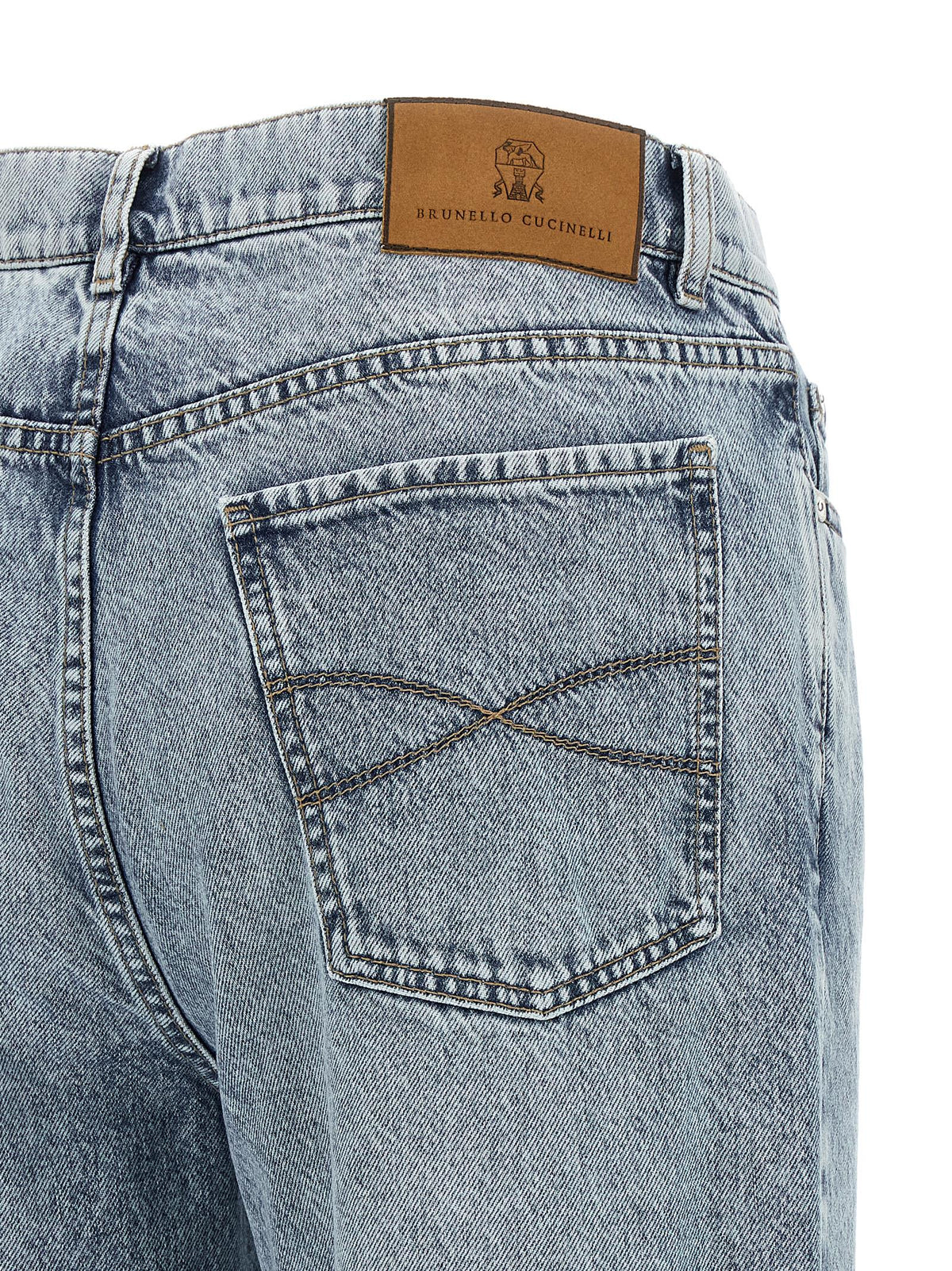 Brunello Cucinelli Blue Cotton High-Waisted Jean