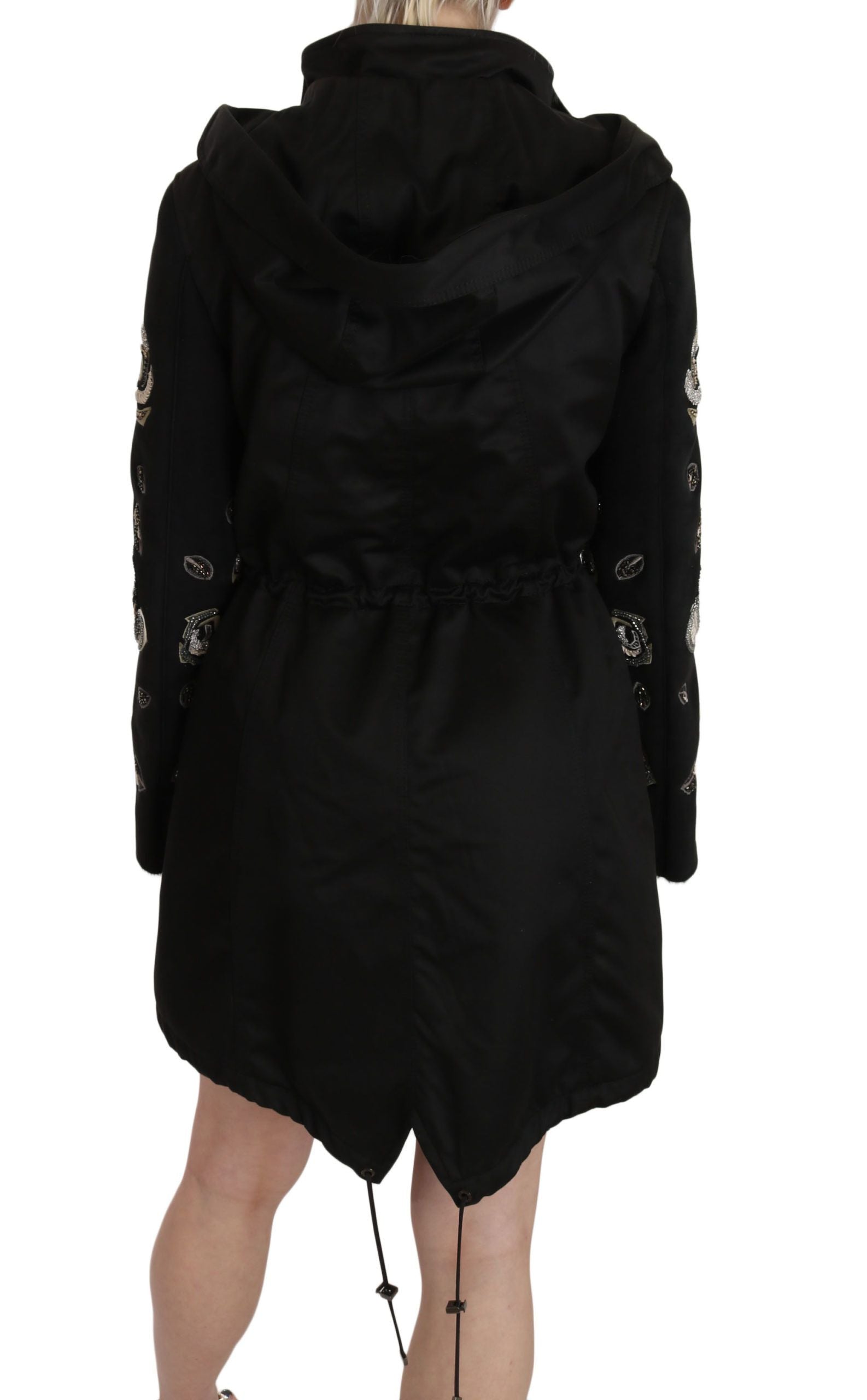 John Richmond Elegant Black Beaded Parka Jacket for Women LUNESCAPE