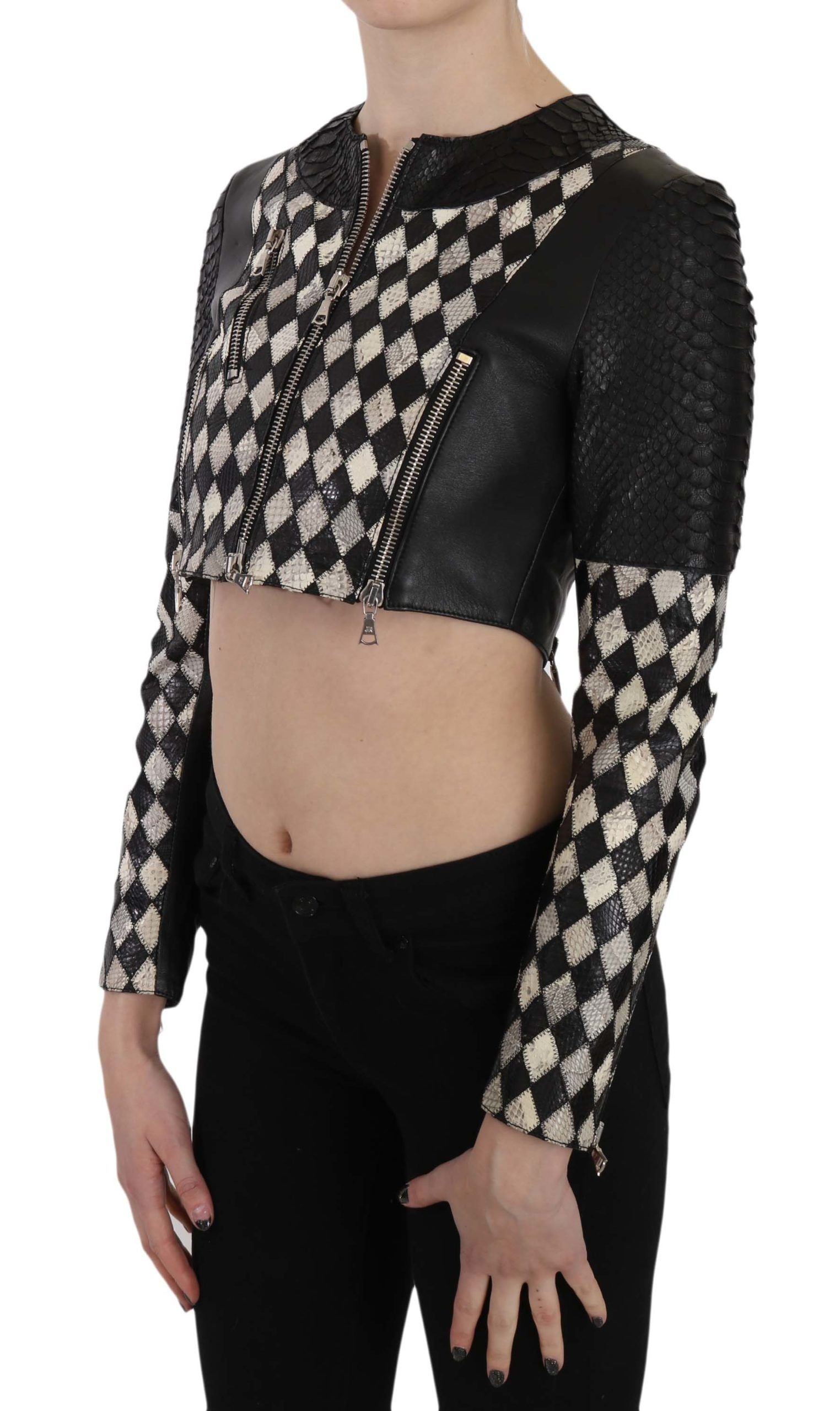 John Richmond Chic Biker-Inspired Cropped Leather Jacket LUNESCAPE