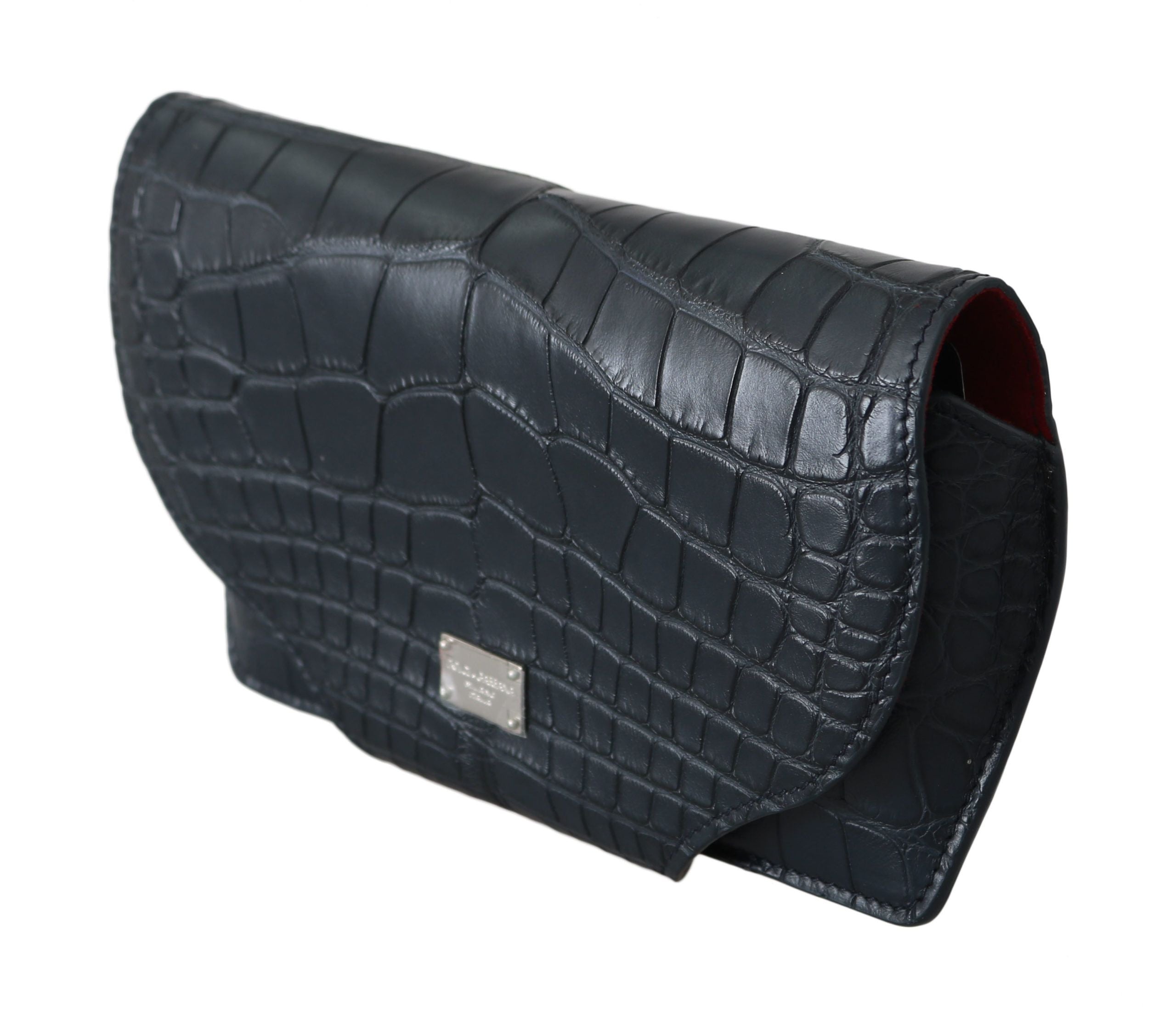 Dolce & Gabbana Elegant Blue Crocodile Leather Eyewear Pouch LUNESCAPE