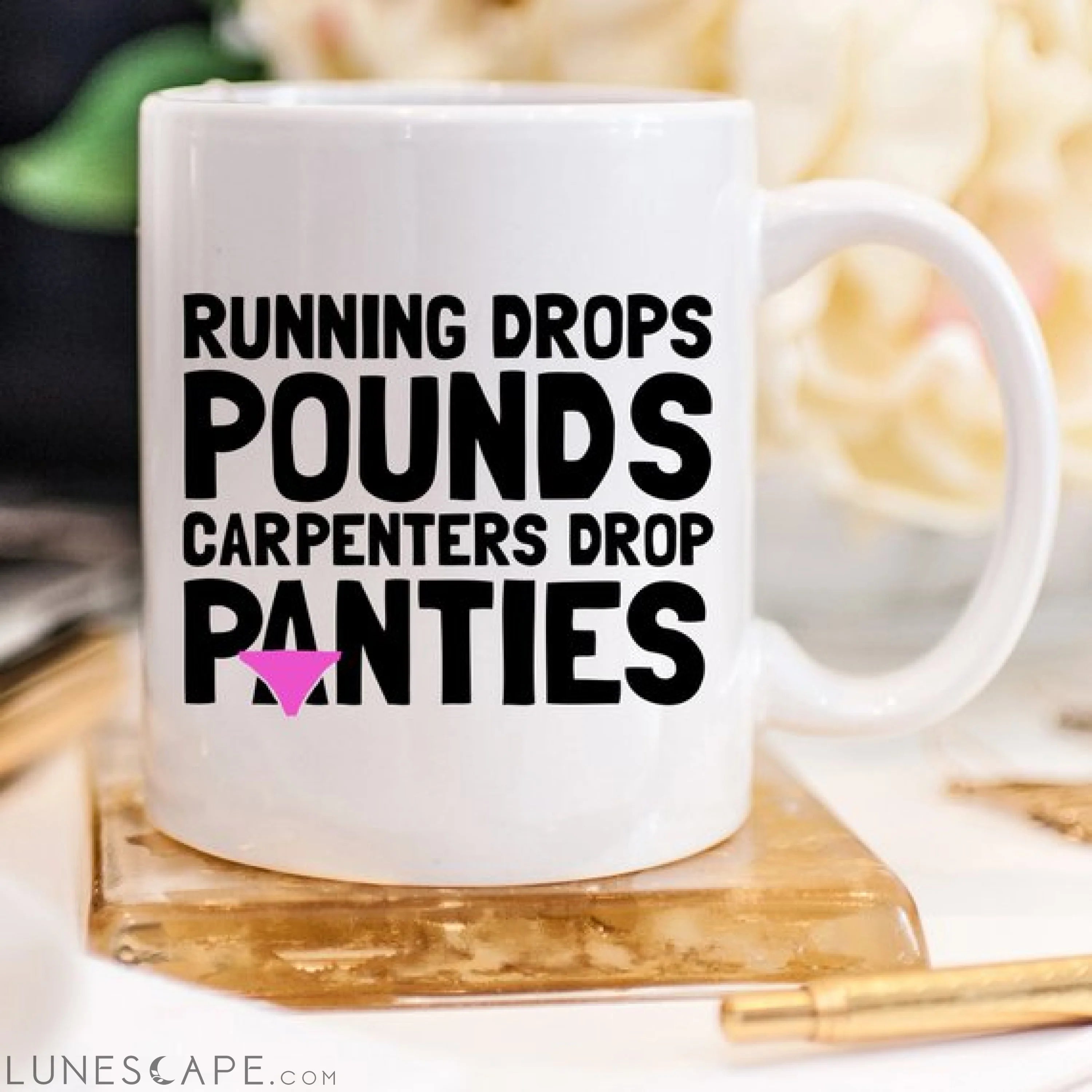 11oz Coffee Mug - Running Drops Pounds, Carpenters LUNESCAPE