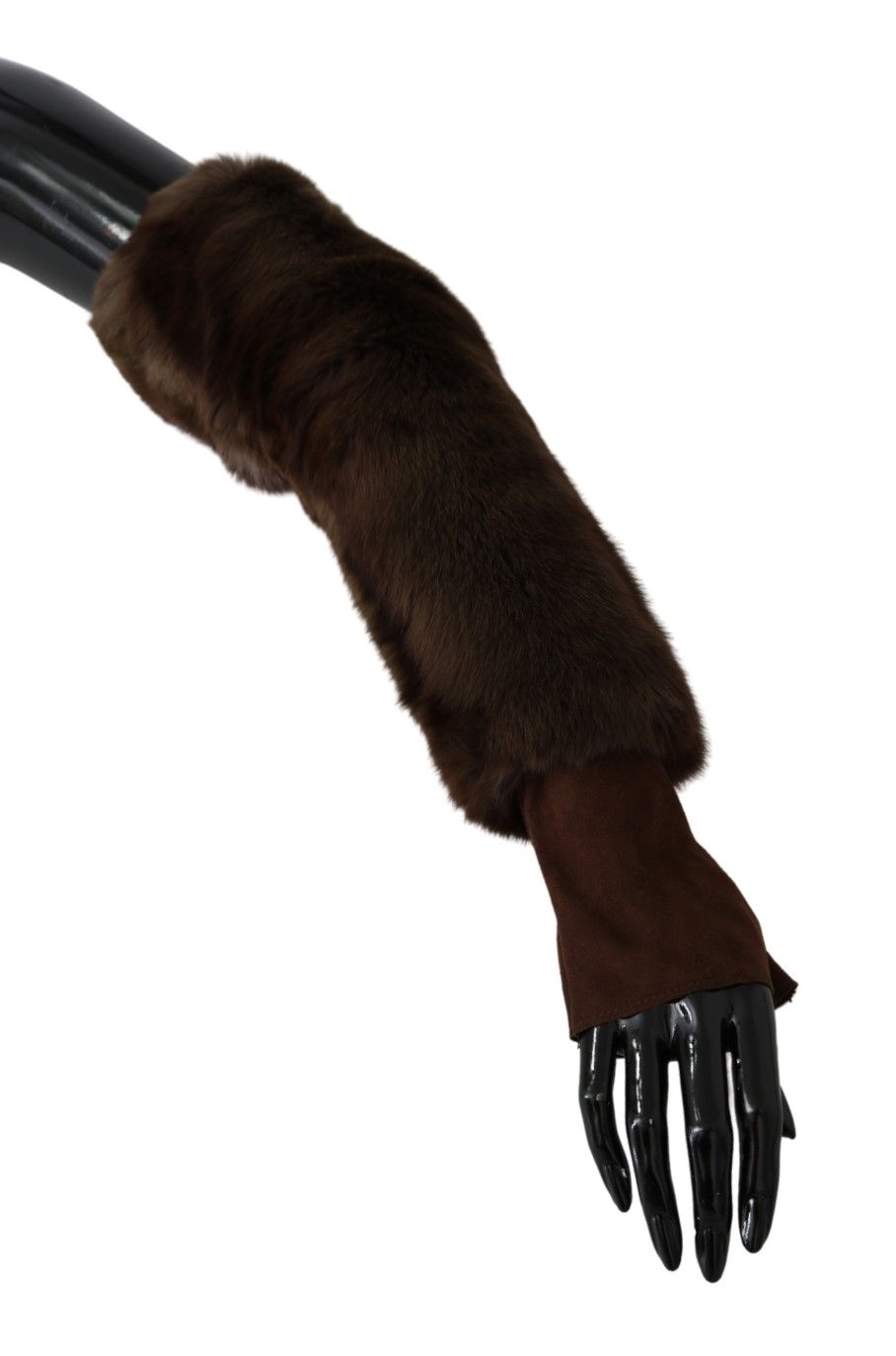 Dolce & Gabbana Brown Elbow Length Finger Less Fur Gloves LUNESCAPE