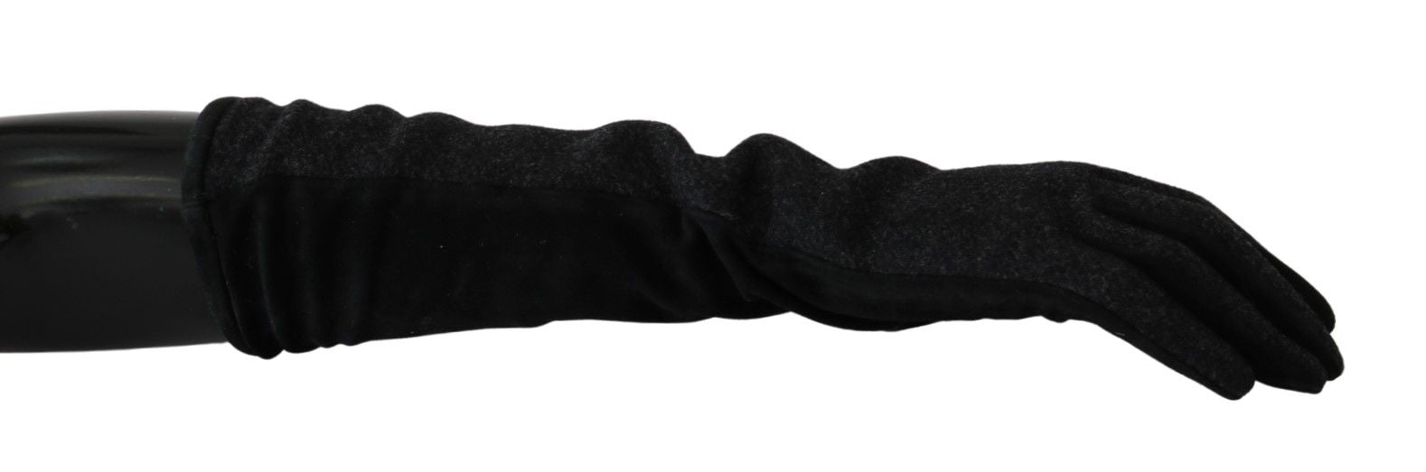 Dolce & Gabbana Black Gray Mid Arm Length Mittens Wool  Gloves LUNESCAPE