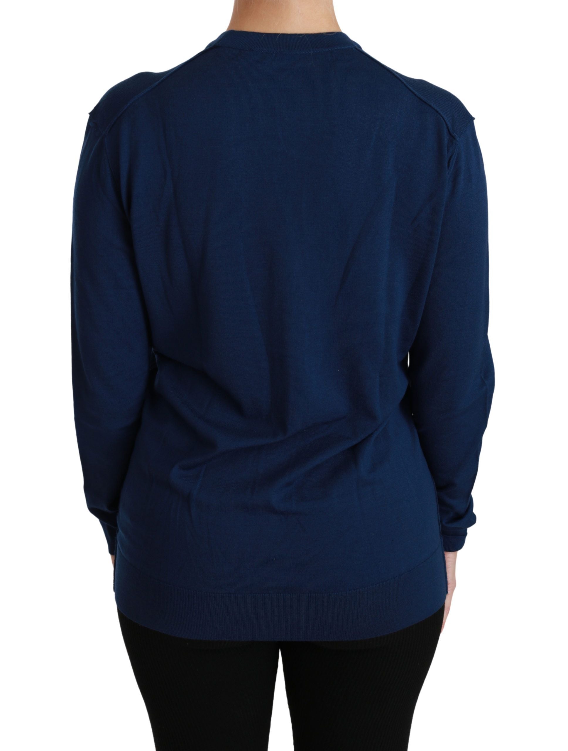 Dolce & Gabbana Blue Button Cardigan Virgin Wool Sweater
