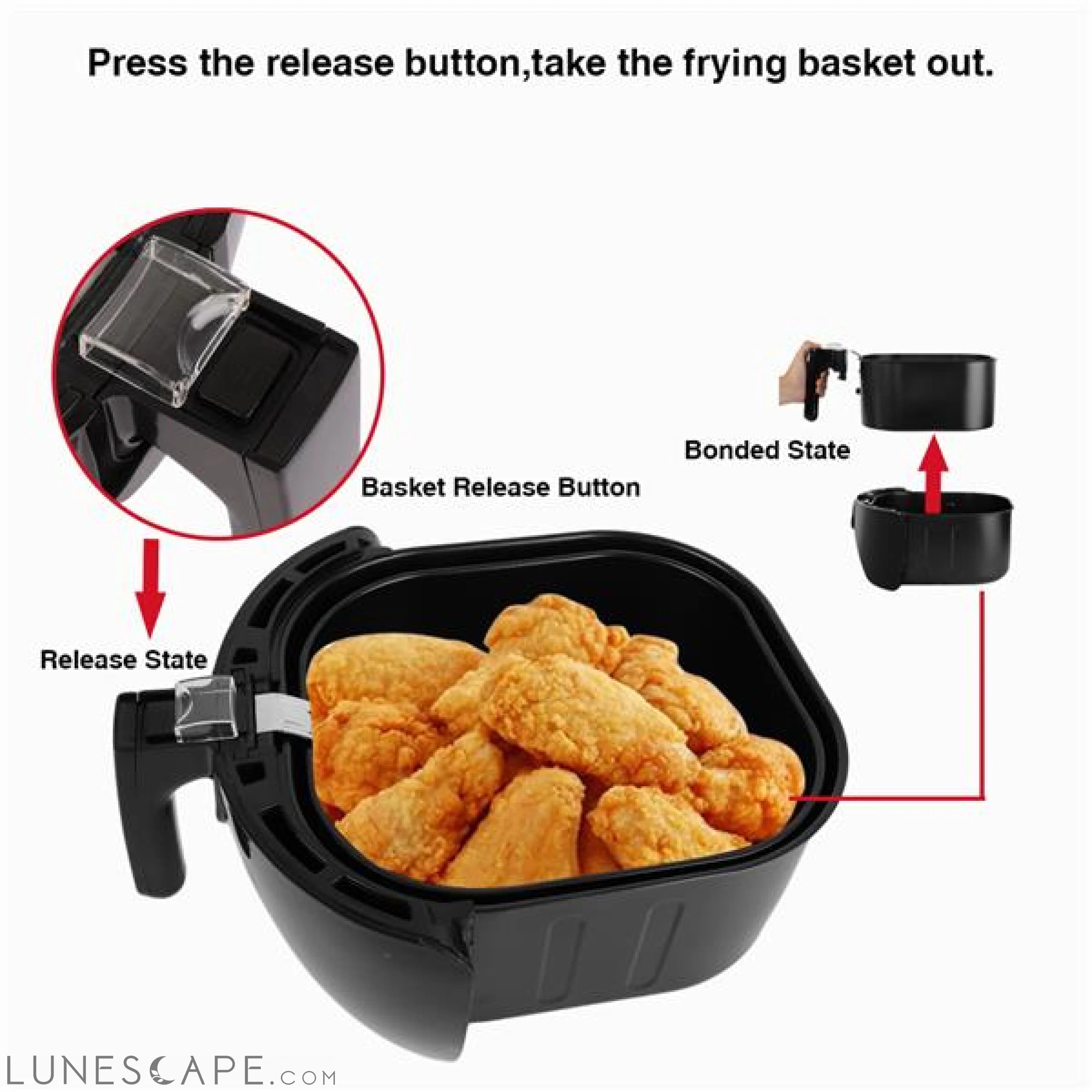 120V 1800W 5.3 L Air Fryer Computer Model LUNESCAPE