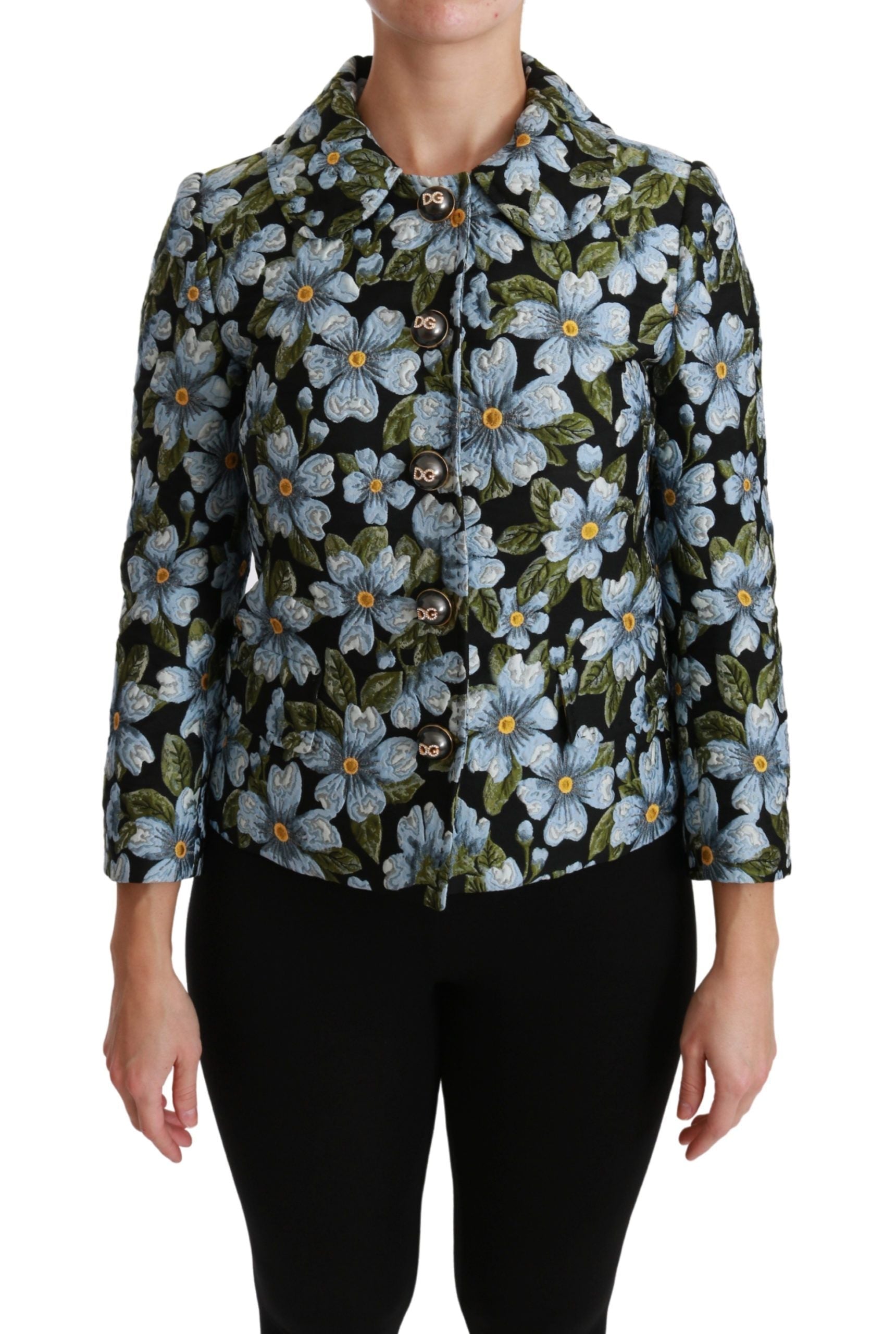 Dolce & Gabbana Elegant Floral Brocade Blazer Coat Jacket LUNESCAPE