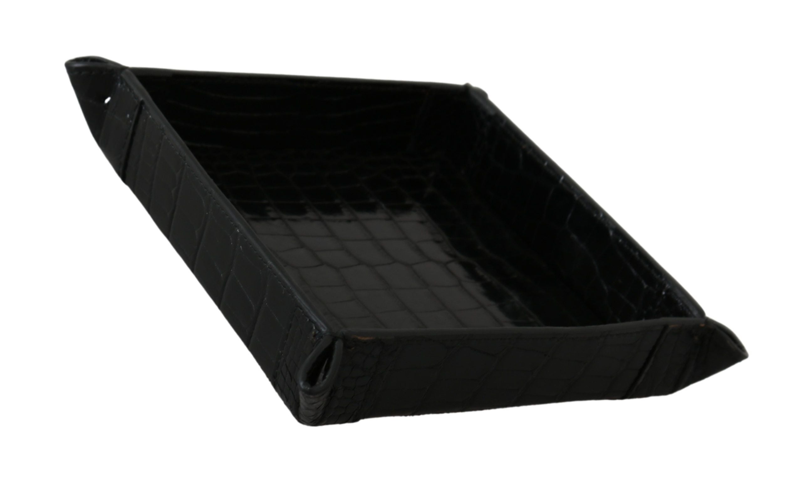 Dolce & Gabbana Elegant Black Exotic Skin Entry Tray LUNESCAPE