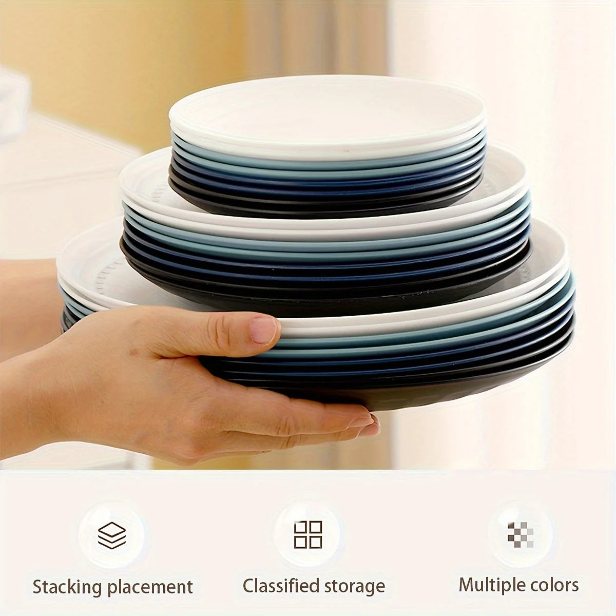 12PCS Unbreakable MicrowaveSafe Dinner Plates  Assorted Colors  Sizes LUNESCAPE
