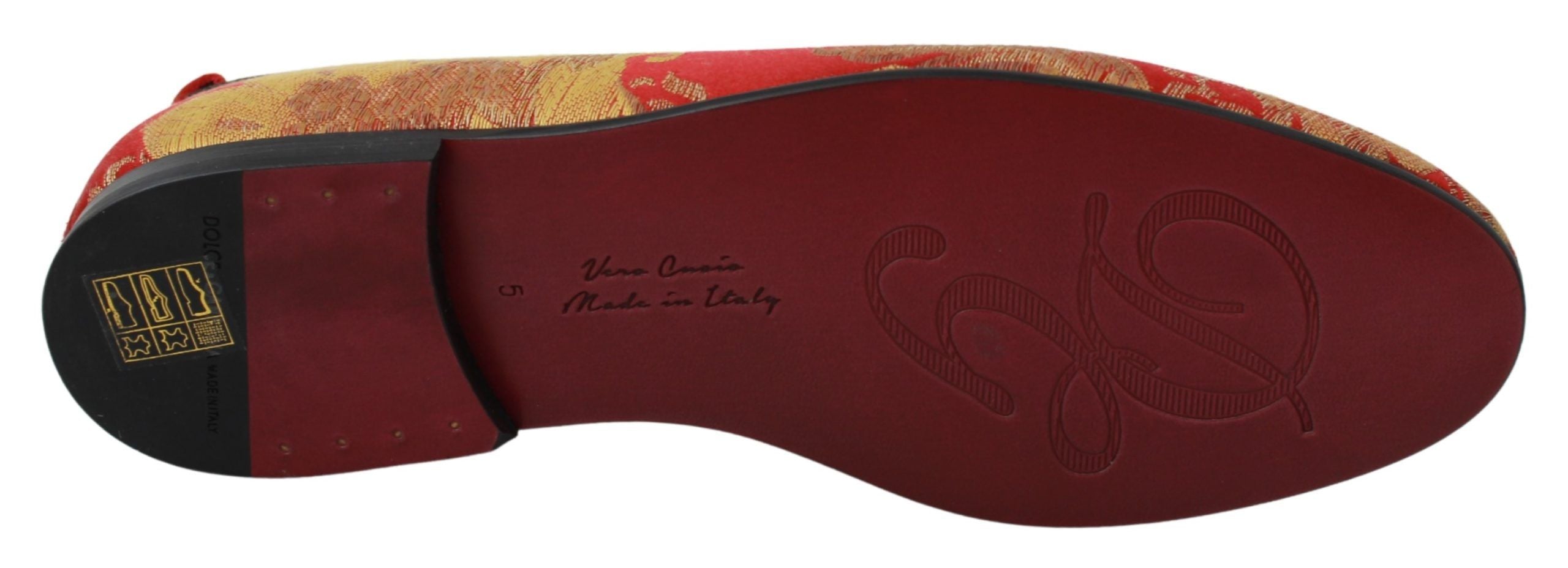 Dolce & Gabbana Red Gold Brocade Loafer