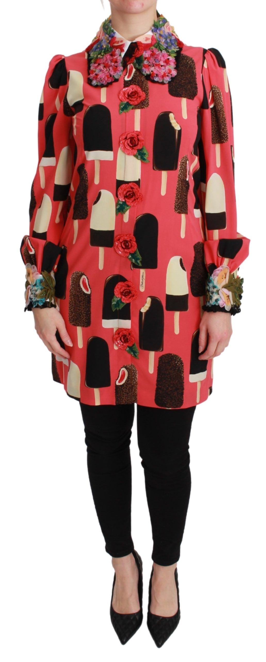 Dolce & Gabbana Pink Ice Cream Roses Sequined Dress LUNESCAPE