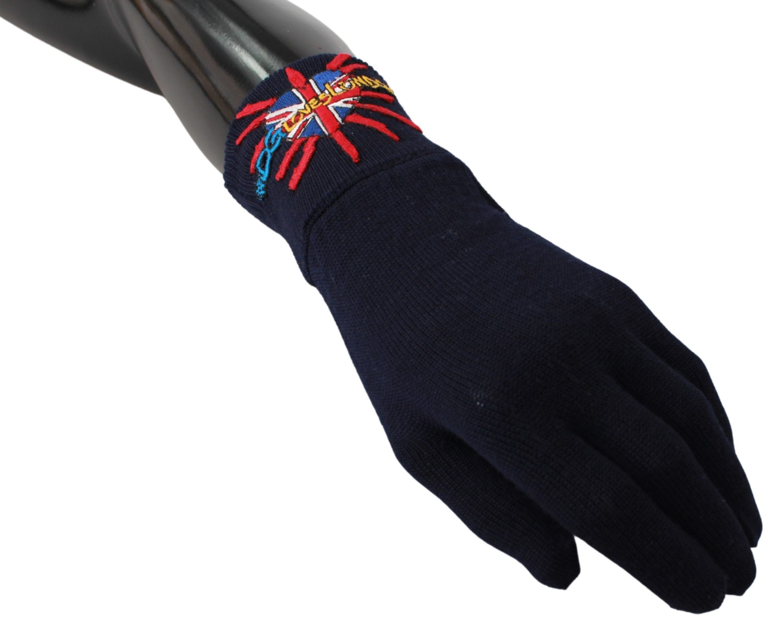 Dolce & Gabbana Blue #DGLovesLondon Embroidered Wool Gloves LUNESCAPE