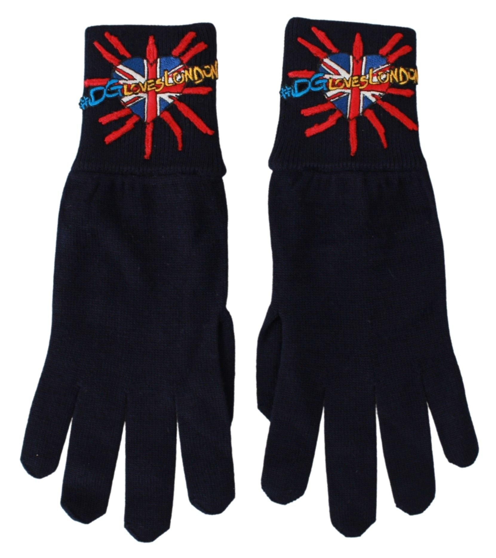 Dolce & Gabbana Blue #DGLovesLondon Embroidered Wool Gloves LUNESCAPE