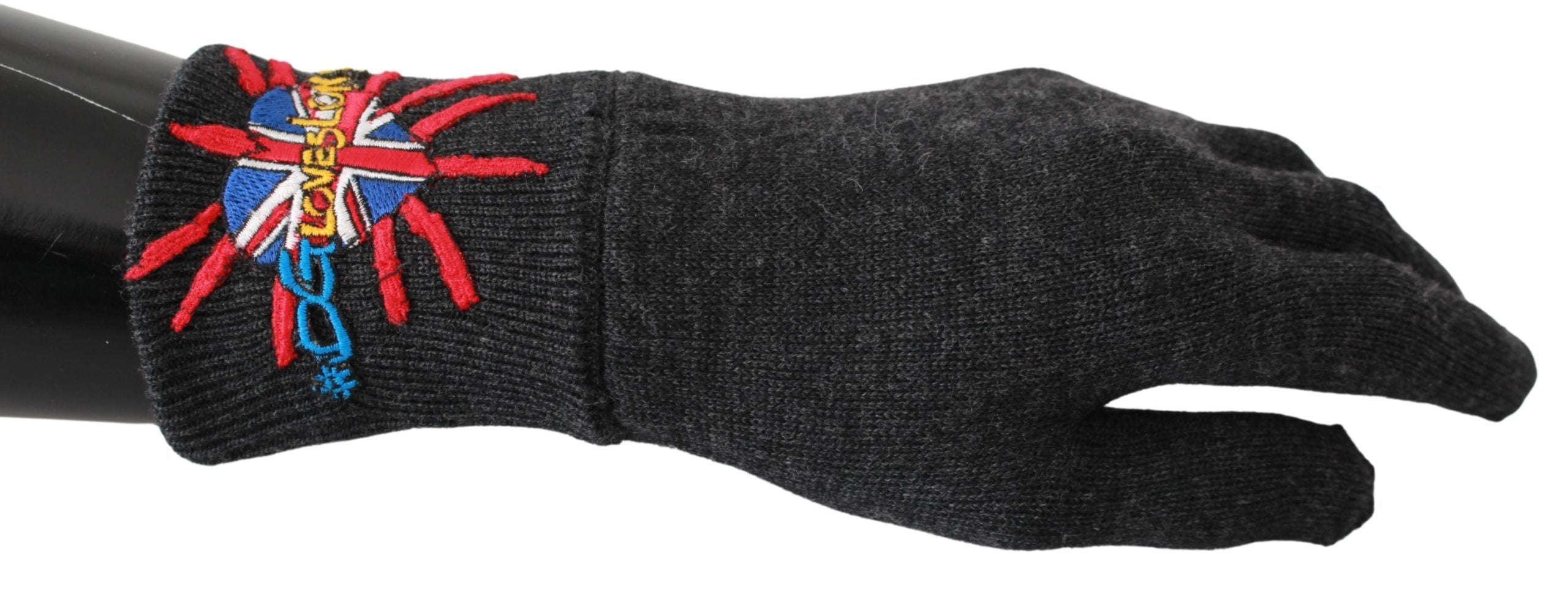 Dolce & Gabbana Gray #DGLovesLondon Embroidered Wool Gloves LUNESCAPE