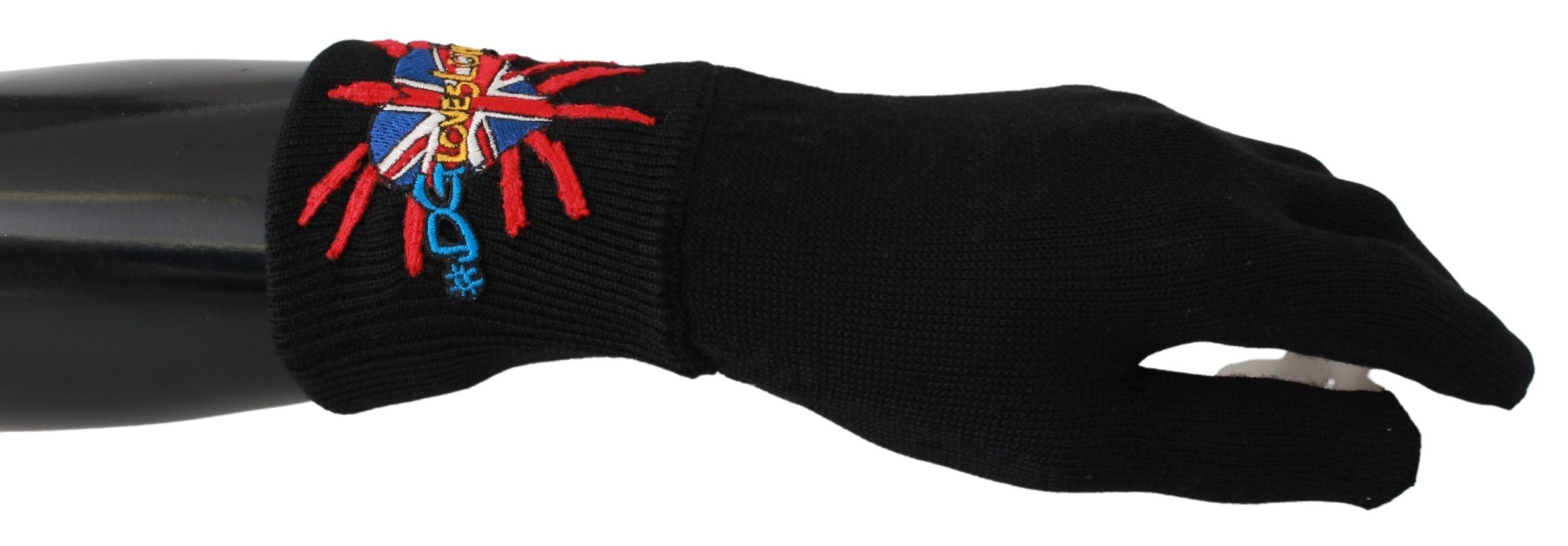 Dolce & Gabbana Black #DGLovesLondon Embroidered Wool Gloves LUNESCAPE