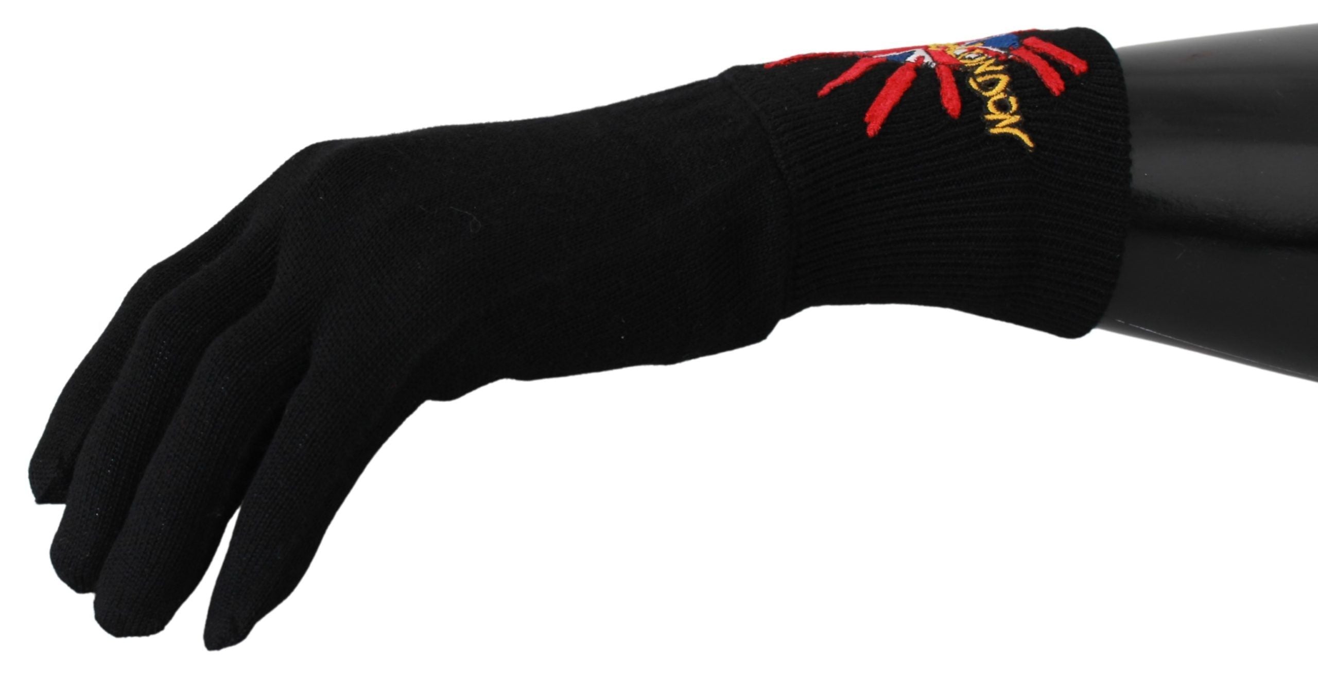 Dolce & Gabbana Black #DGLovesLondon Embroidered Wool Gloves LUNESCAPE