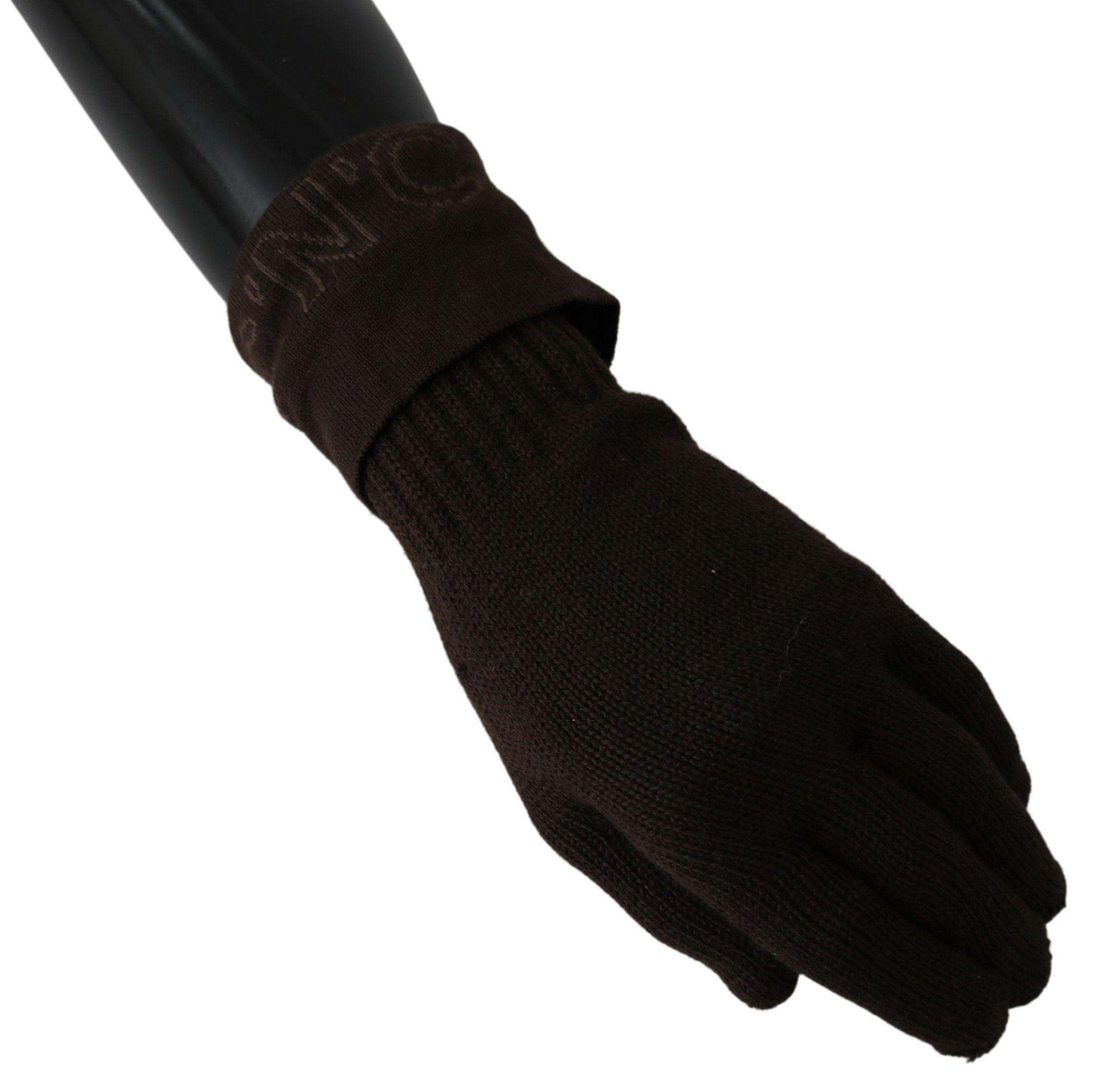 Costume National Brown Wool Knitted One Size Wrist Length Gloves LUNESCAPE