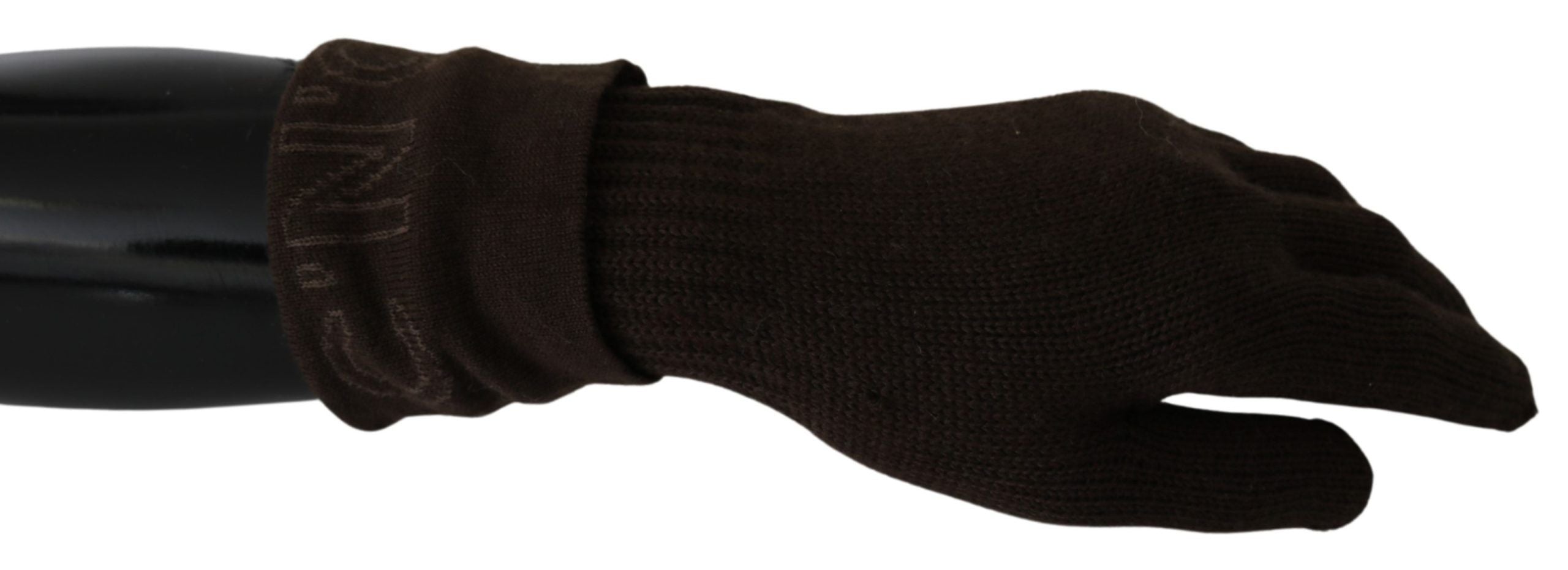 Costume National Brown Wool Knitted One Size Wrist Length Gloves LUNESCAPE