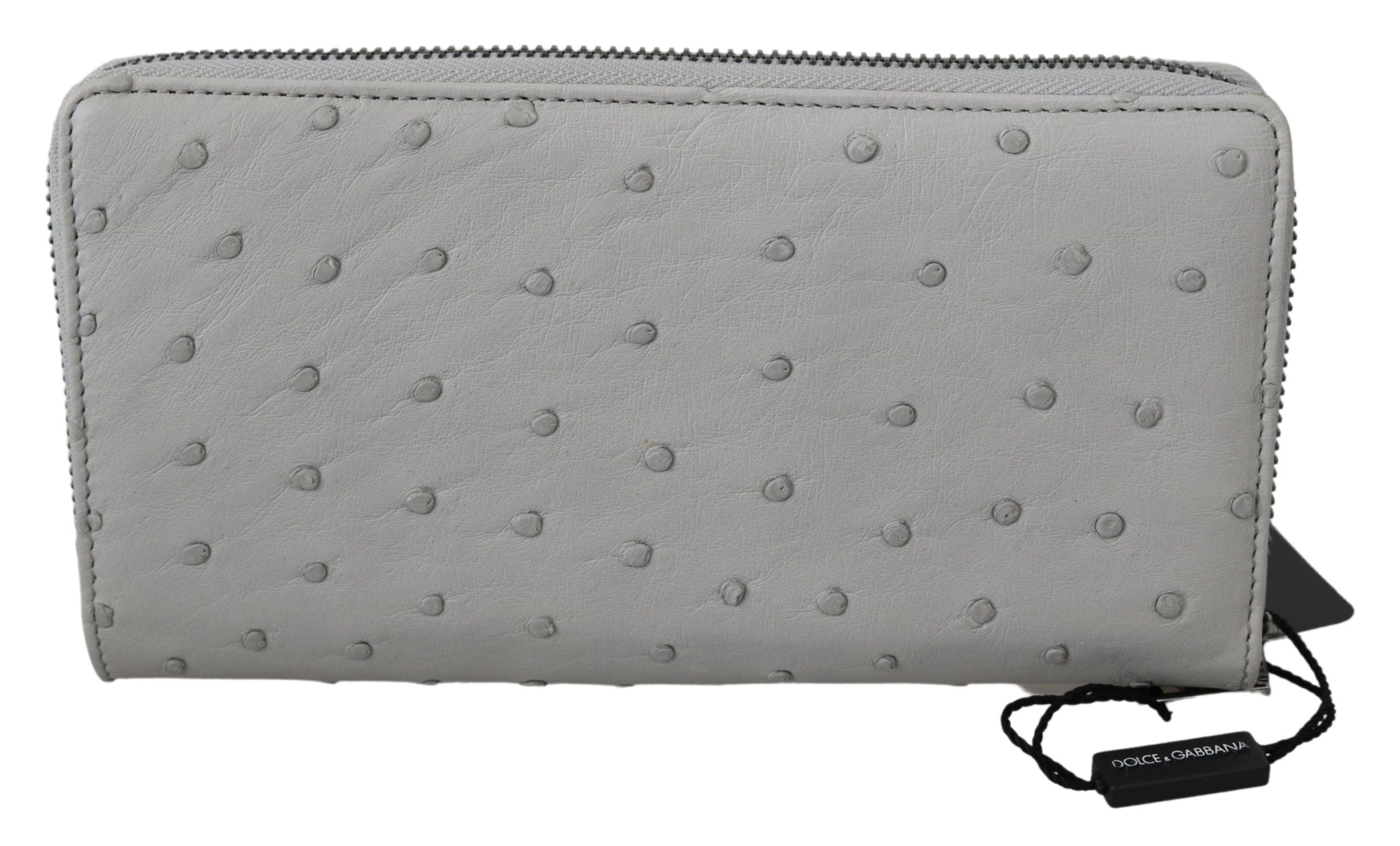 Dolce & Gabbana White Ostrich Leather Continental Mens Clutch Wallet LUNESCAPE