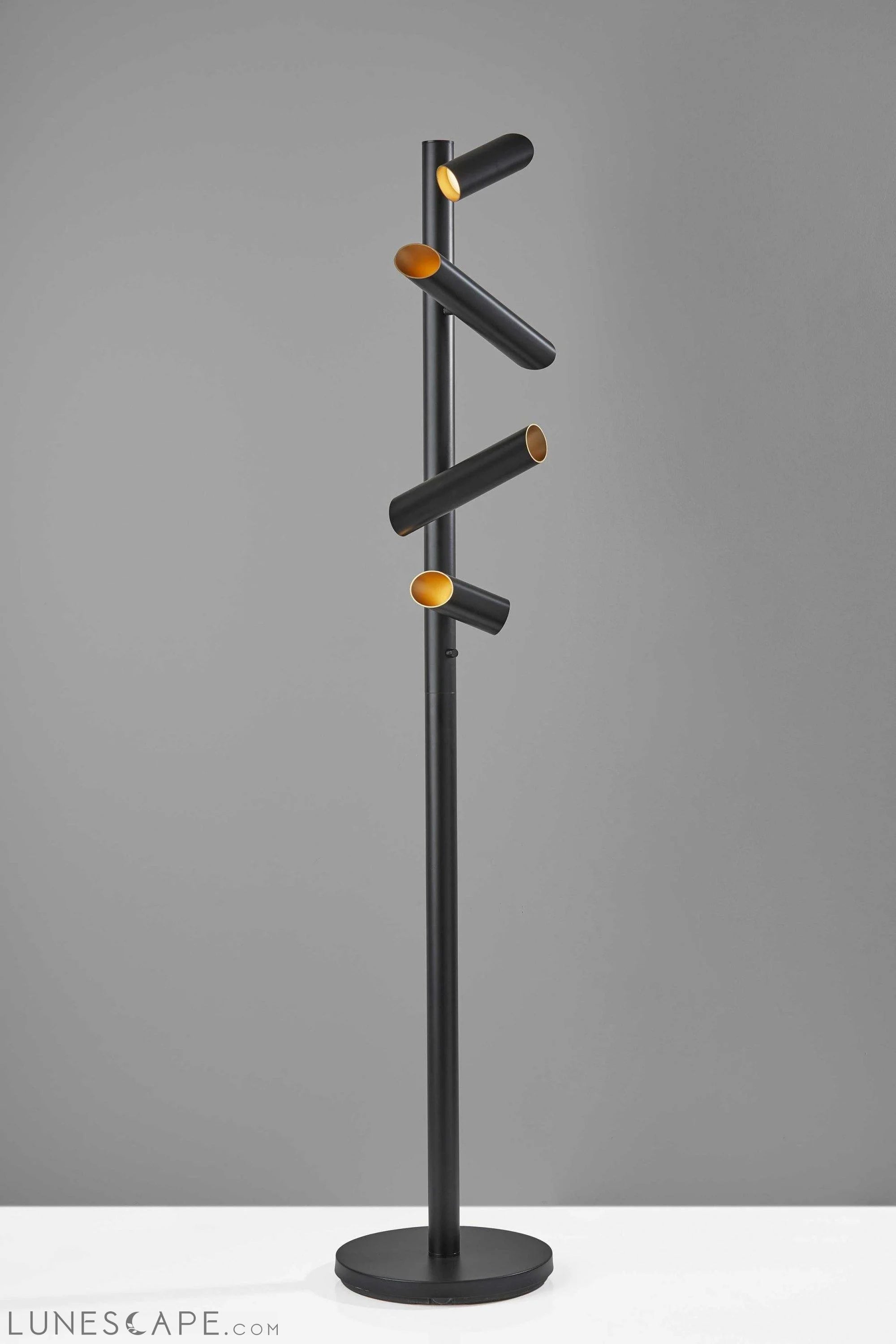 14" X 14" X 72" Black Metal LED Floor Lamp LUNESCAPE