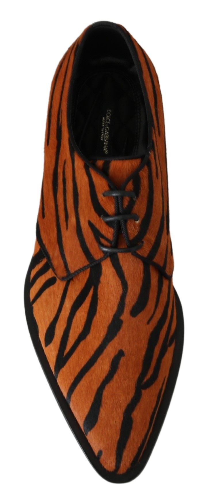 Dolce & Gabbana Orange Pony Hair Formal Dress Brogue Shoes